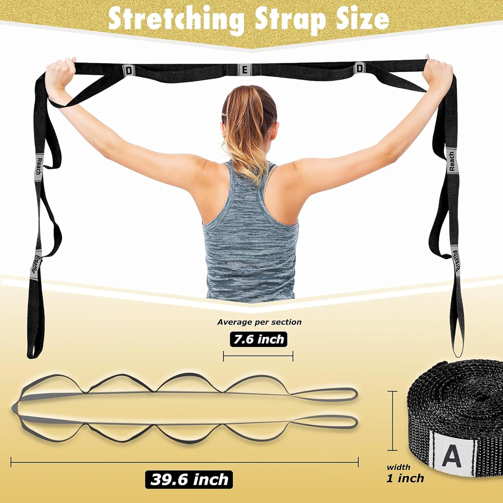 Stretching Strap Yoga Strap with 10 Loops, Non-Elastic Stretch Band for Physi…