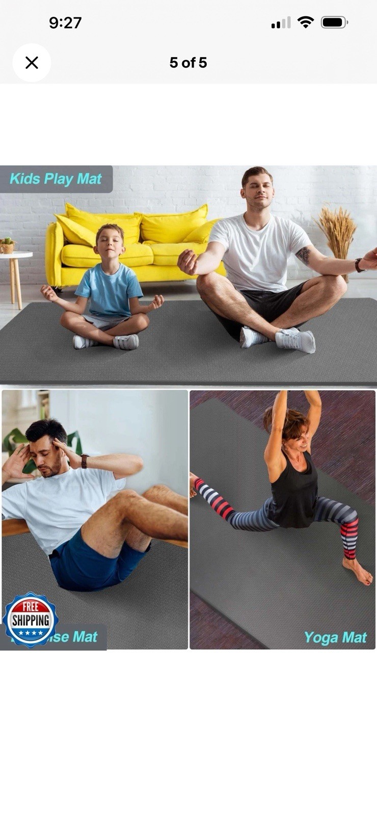 Extra Long and Wide Thick Yoga Mat for Tall People 84 » x 32 » x 7mm (black Mat)