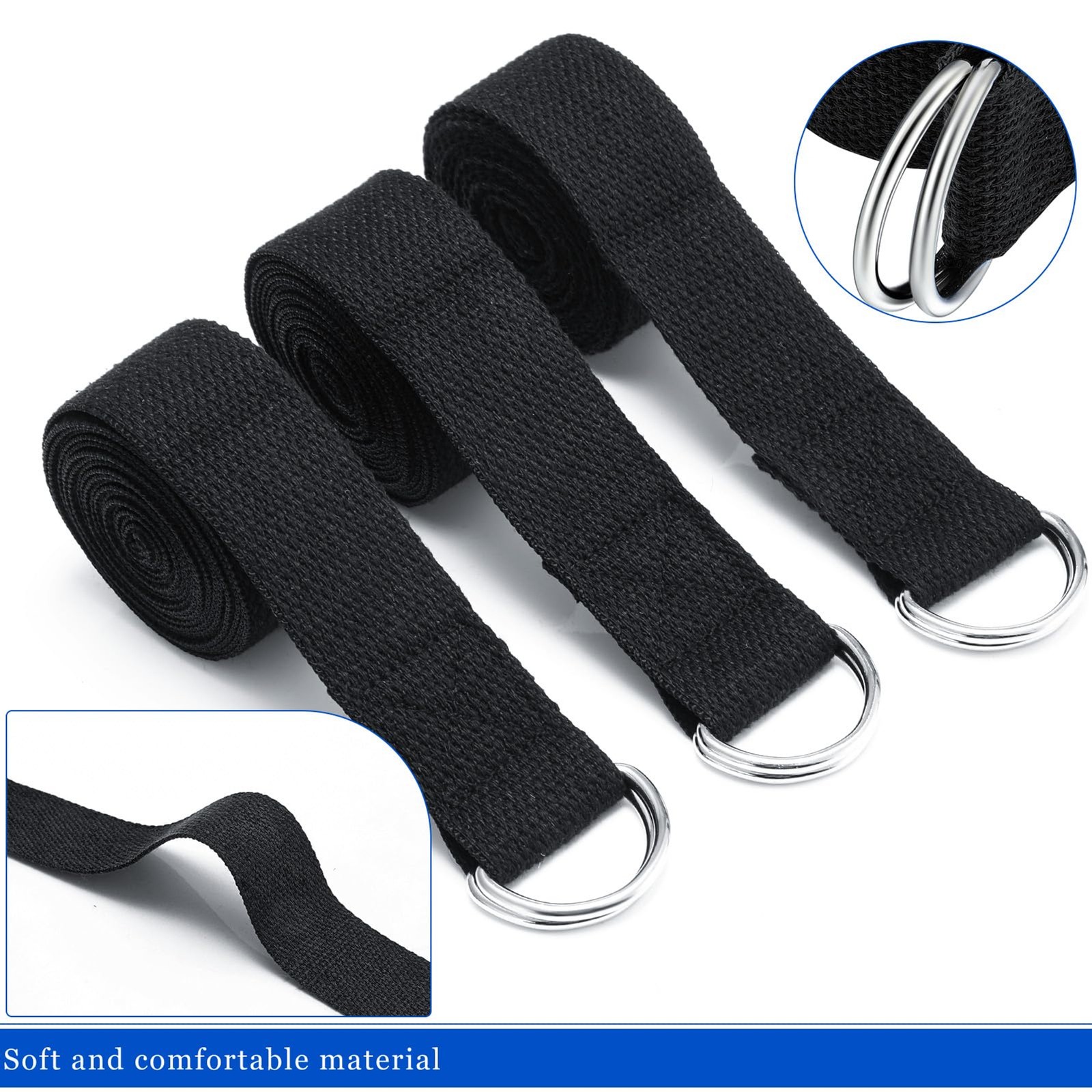 Yoga Strap Stretching Pilates Exercise Adjustable Straps 6 ft Non Elastic Yoga B