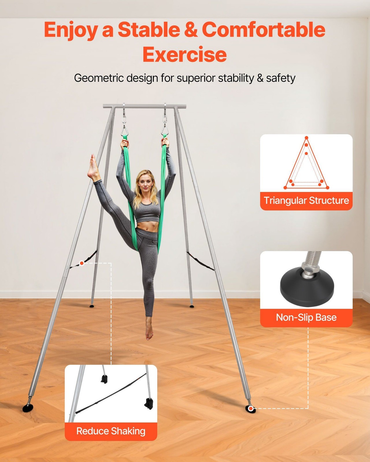 Triangular 9.6ft Aerial Rig Stand, 551lb Support, Non-Slip, Detachable, Compact