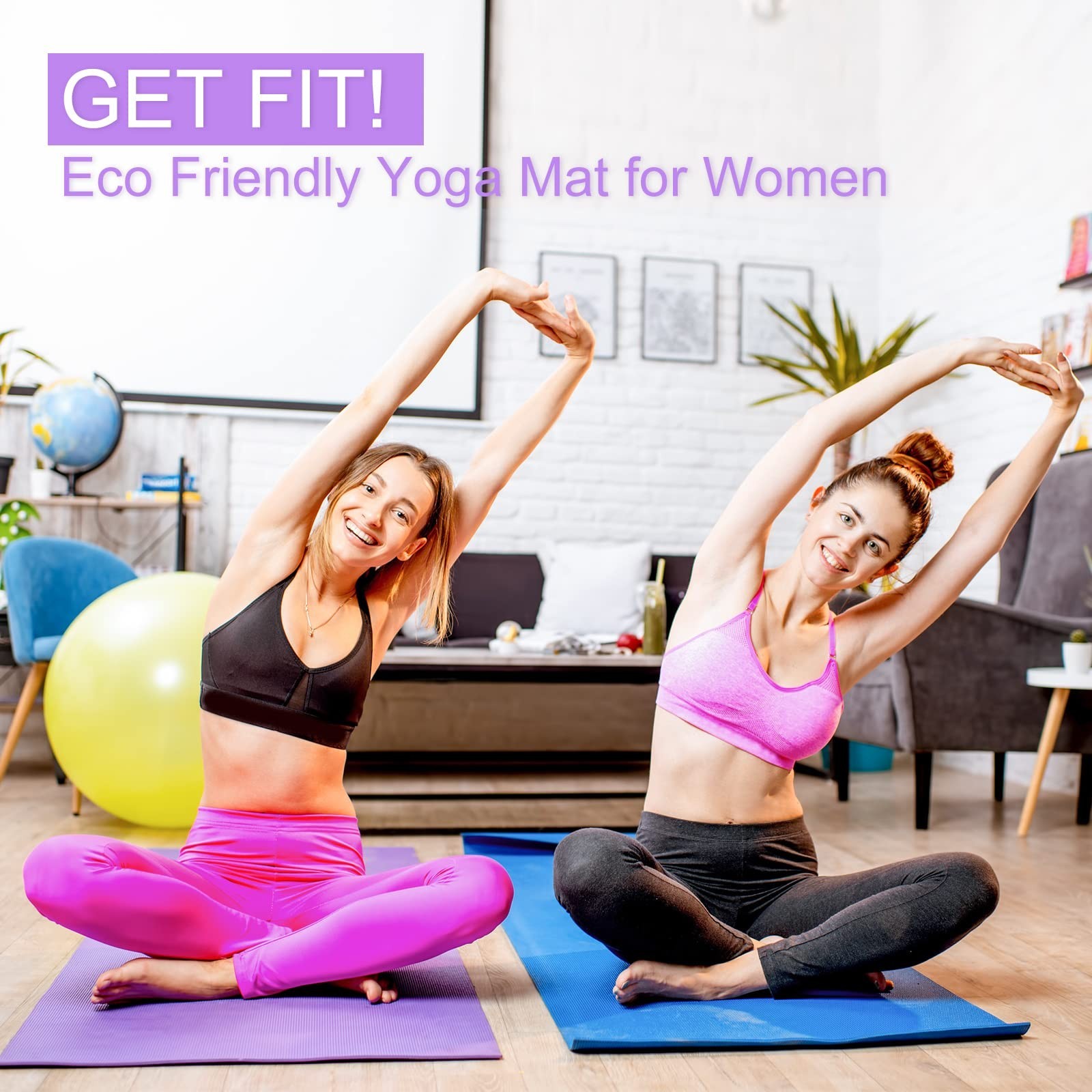 24 Pack 3 mm Thick Yoga Mat Bulk, Non Slip Exercise Workout Fitness Pad for W…