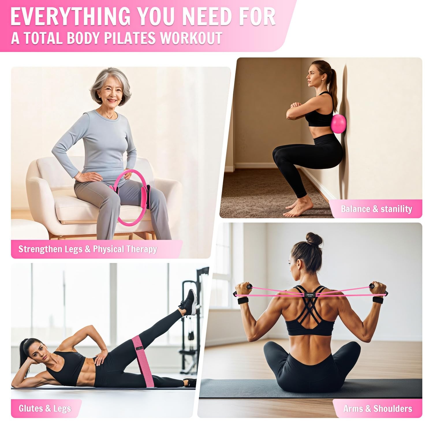 Pilates Essentials Kit for , at Home Workout Equipment with Mini , Pilates Ri…
