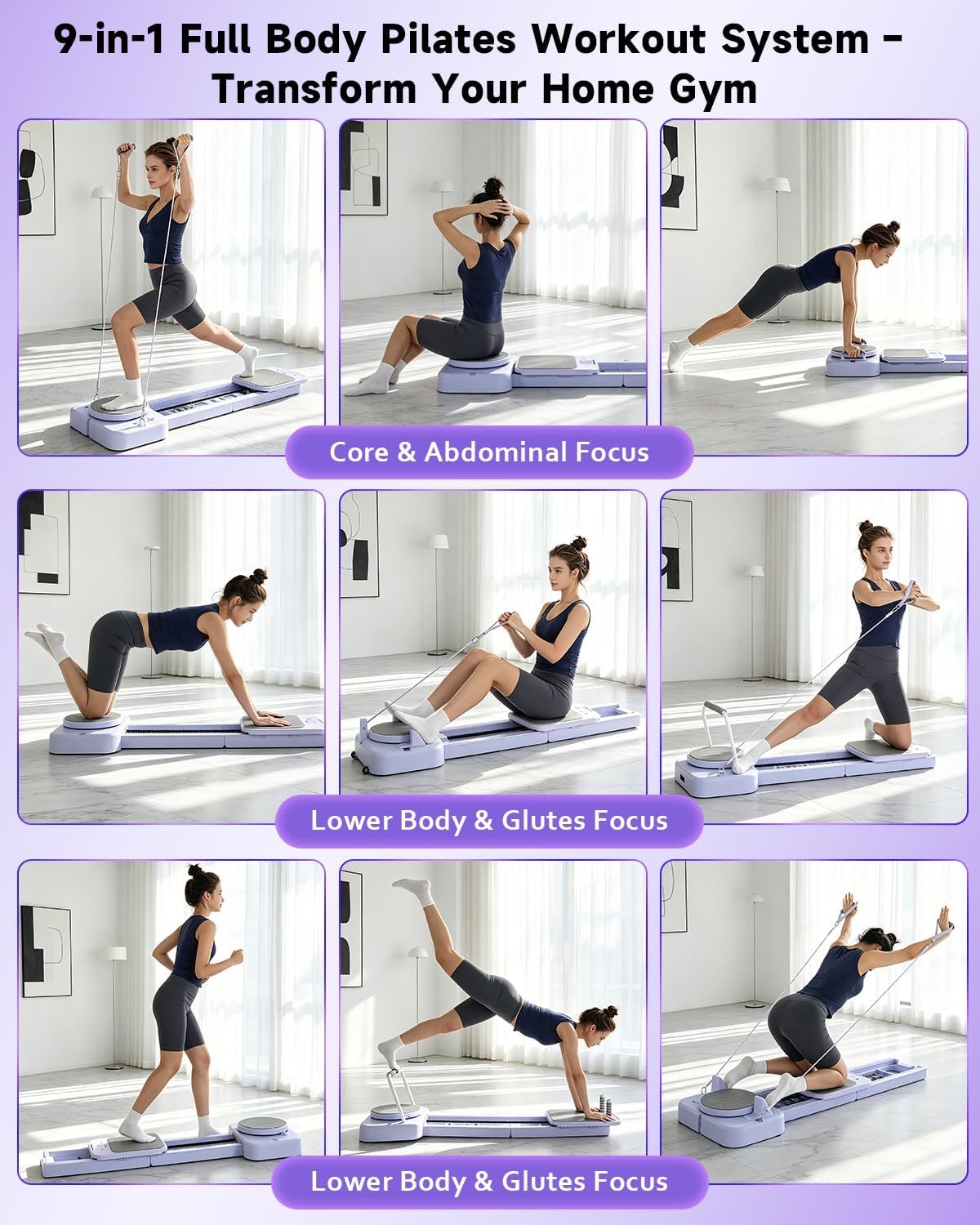 Pilates Board Foldable 9 in 1 Portable Reformer 2026