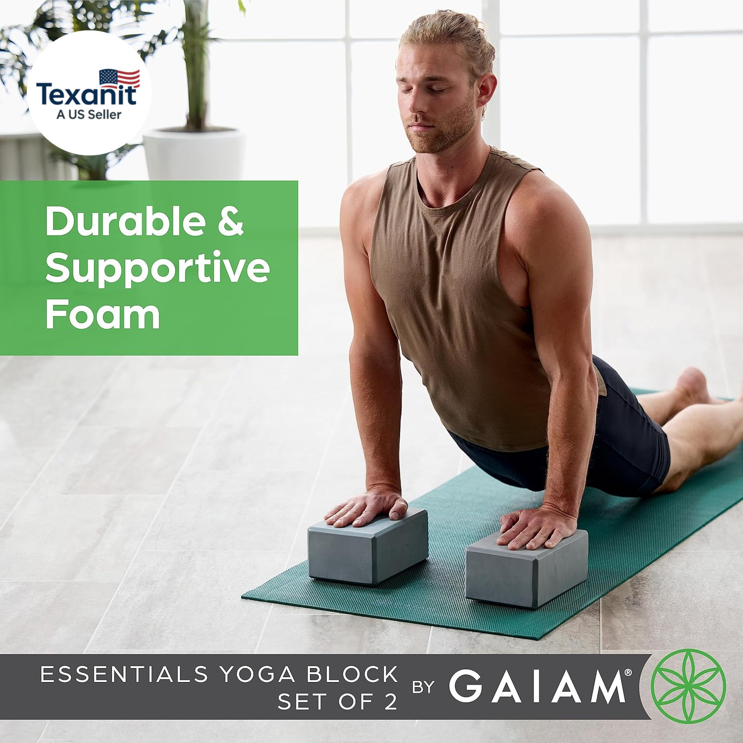 Yoga Block – Supportive Latex-Free Eva Foam – Soft Non-Slip Surface with Beveled