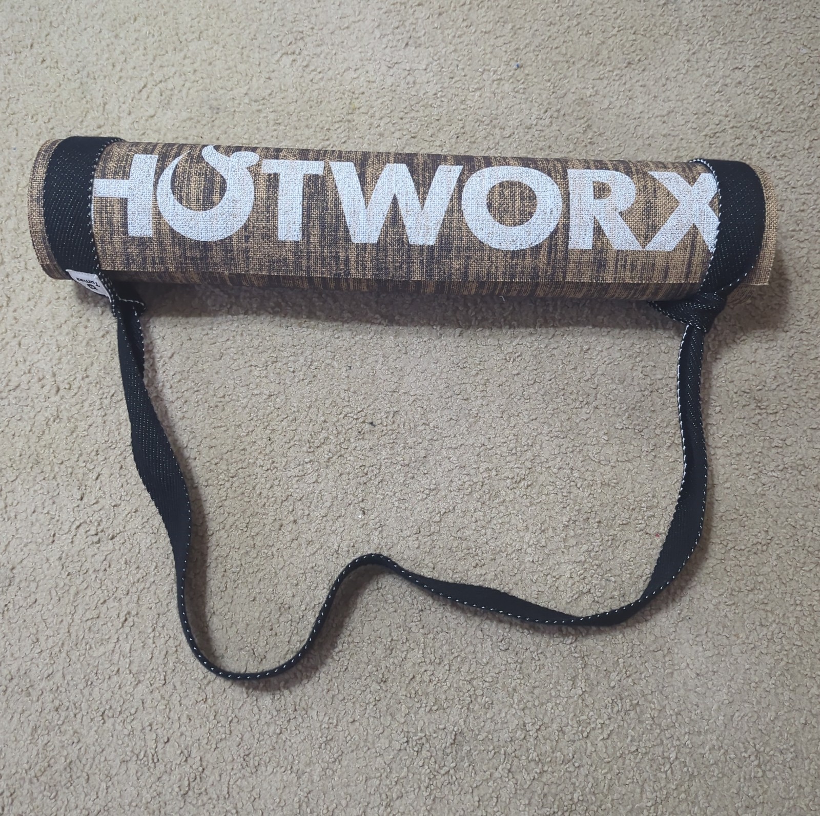 HOTWORX Eco-Friendly Hemp Fiber Yoga Mat Non-Slip 24×72 Brown + Carrying Strap