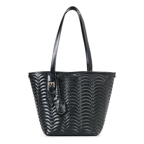 TOTE N°1 Large Structured Tote – Vegan Leather Shoulder Bag for Laptop Black