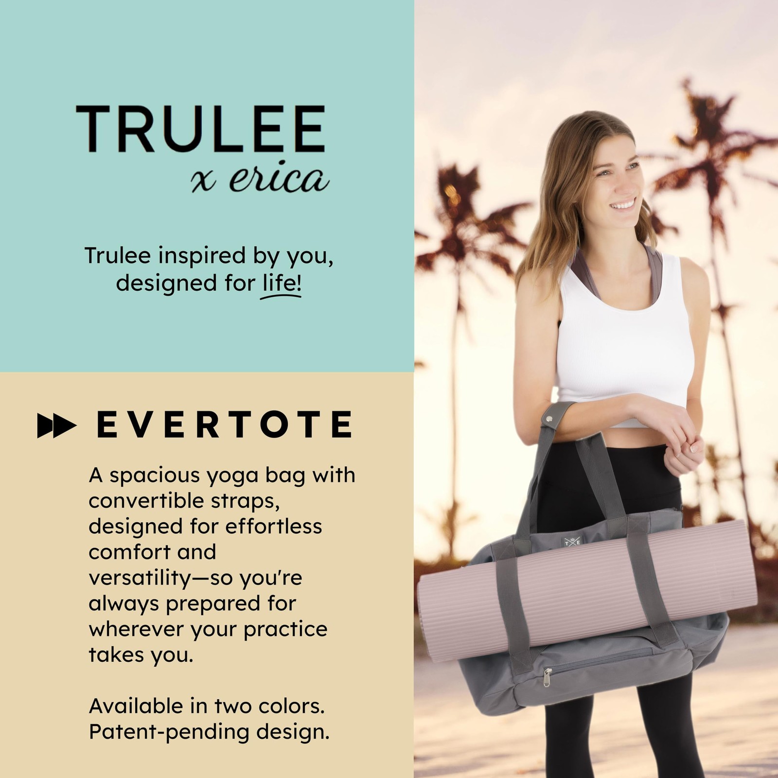 Yoga Mat Bag with Convertible Backpack Straps, Multiple Pockets, and Secure Z…