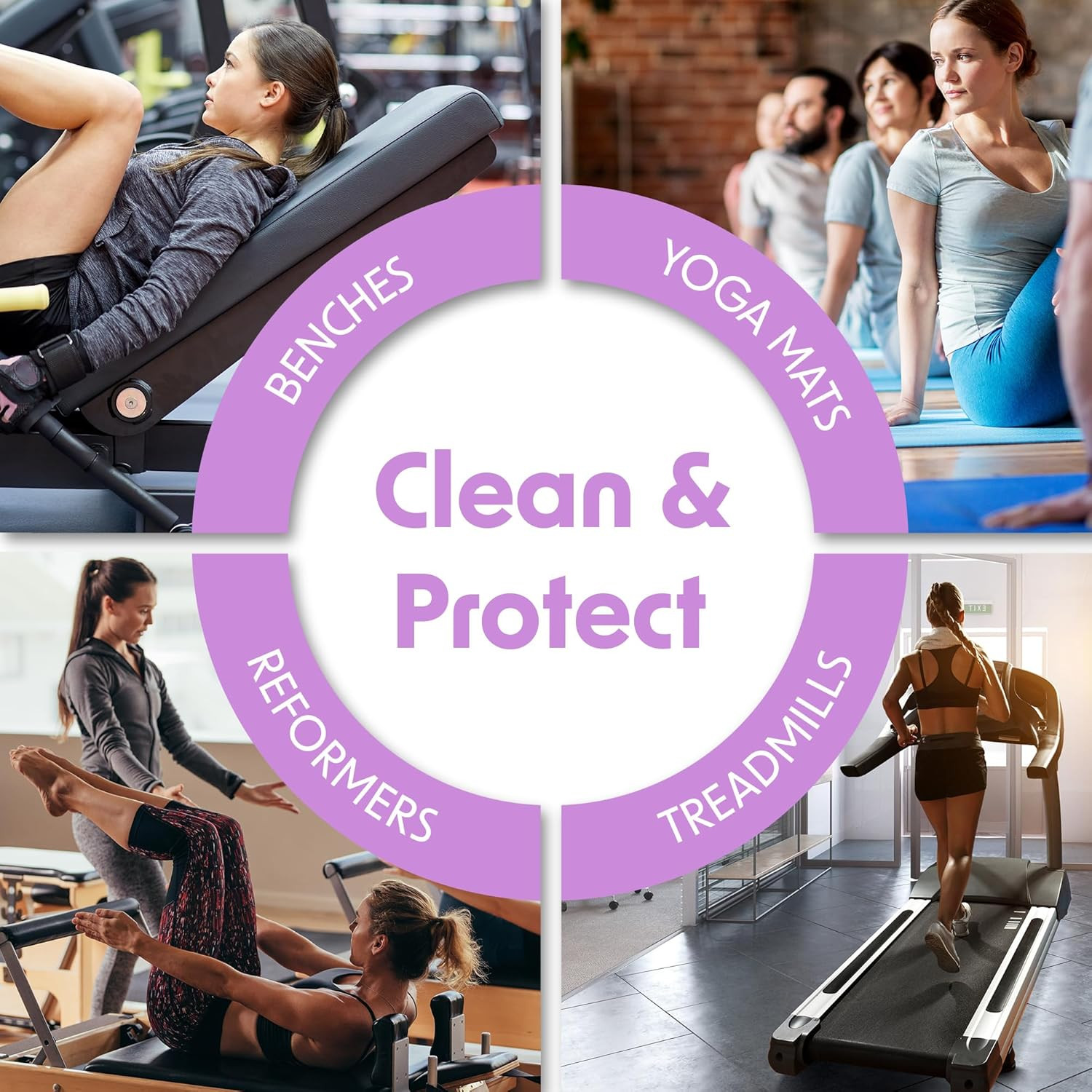 Yoga Mat Cleaner & Fitness Wipes – Natural Lavender & Vinegar Gym Equipment Clea