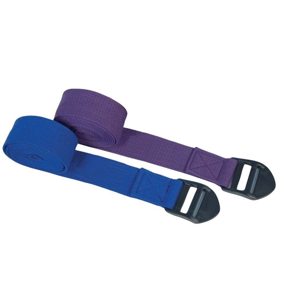 Power Systems 6ft Yoga Strap Adjustable Cotton Stretch Band PVC Buckle – Blue