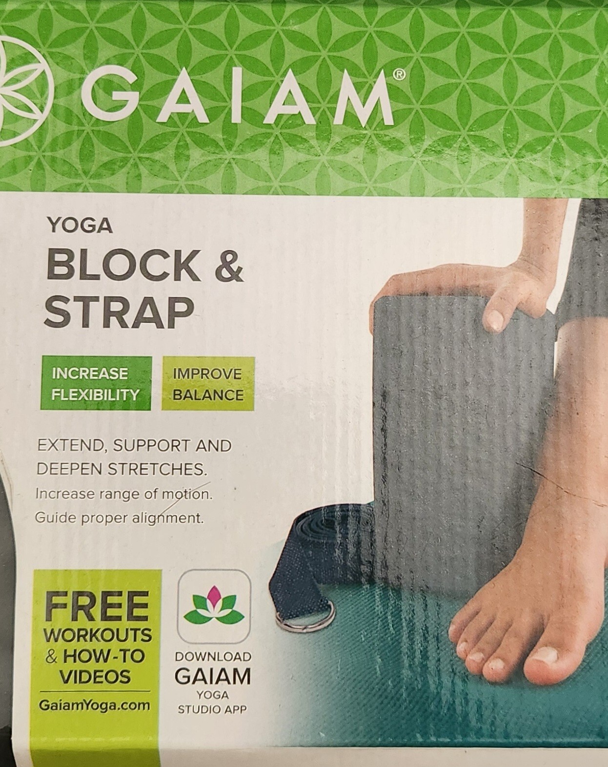 Gaiam Yoga Block & Strap Support Set Dark Gray Active Flexibility Balance