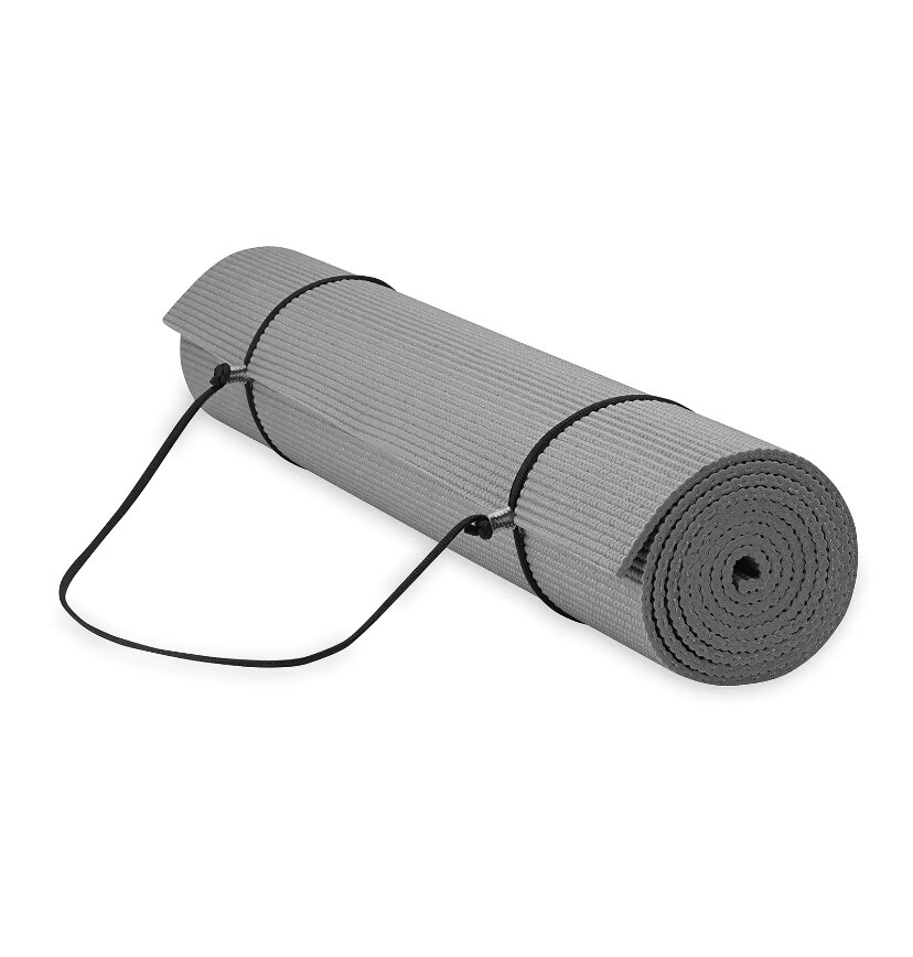 Premium Yoga Mat with Yoga Mat Carrier Sling, GREY, 72&Prime;L x 24&Prime;W x 1/4 Inch Thick