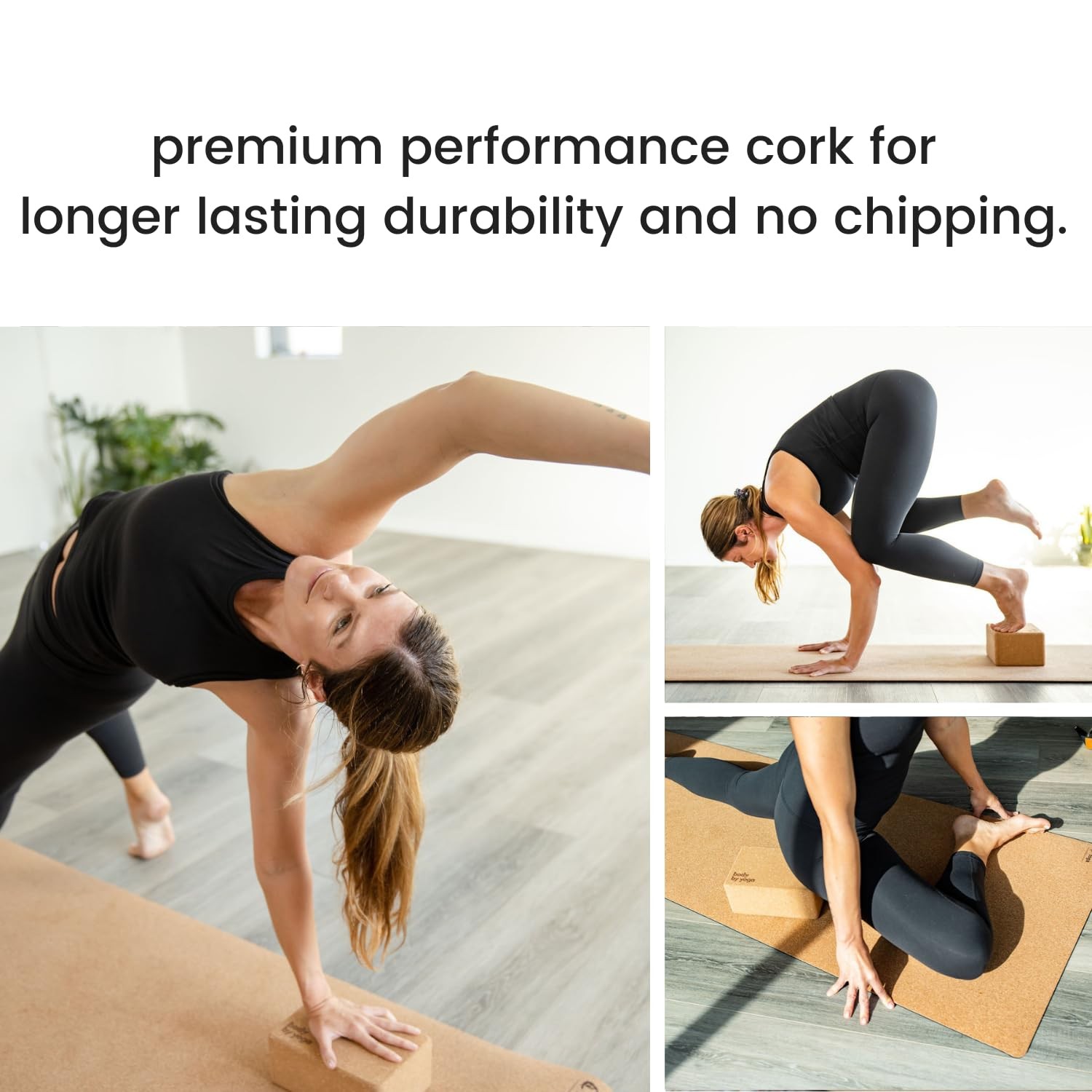 Cork Yoga Blocks 2 Pack – High Density Non Slip with Select Cork Grain for Ch…