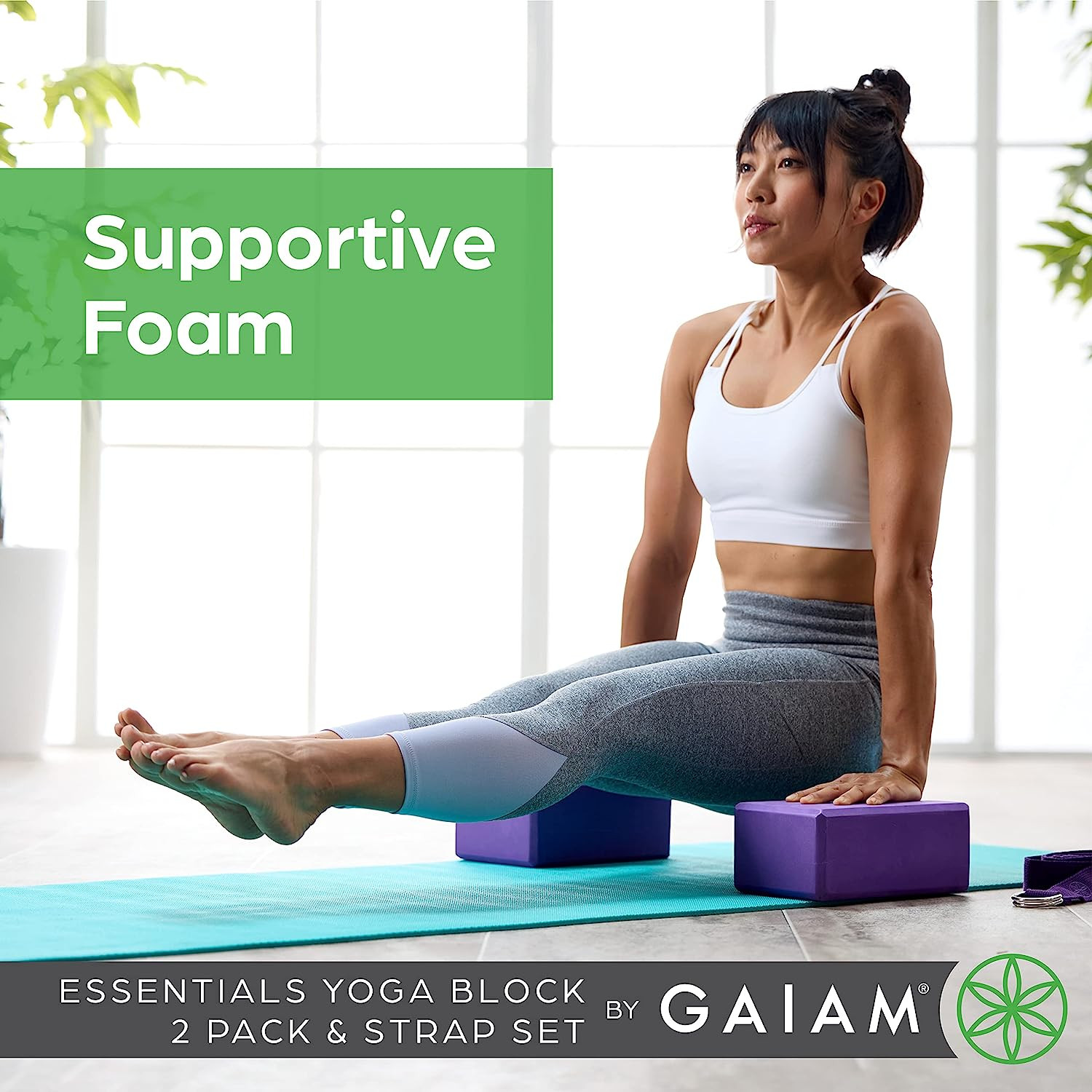 Gaiam Yoga Block – Supportive Latex-Free Eva Foam – Soft Non-Slip Surface with B