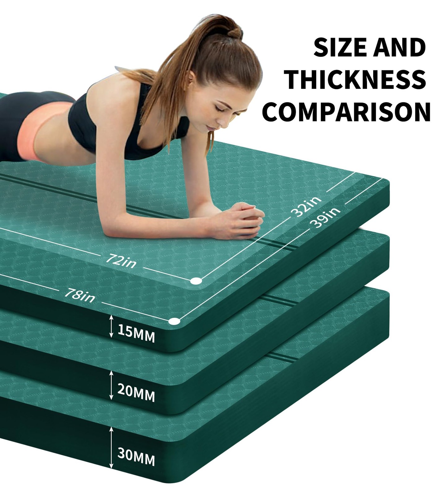 Large Exercise Mat – 15mm/20mm/30mm Thick Yoga Mat | Workout Mat for Fitness,…
