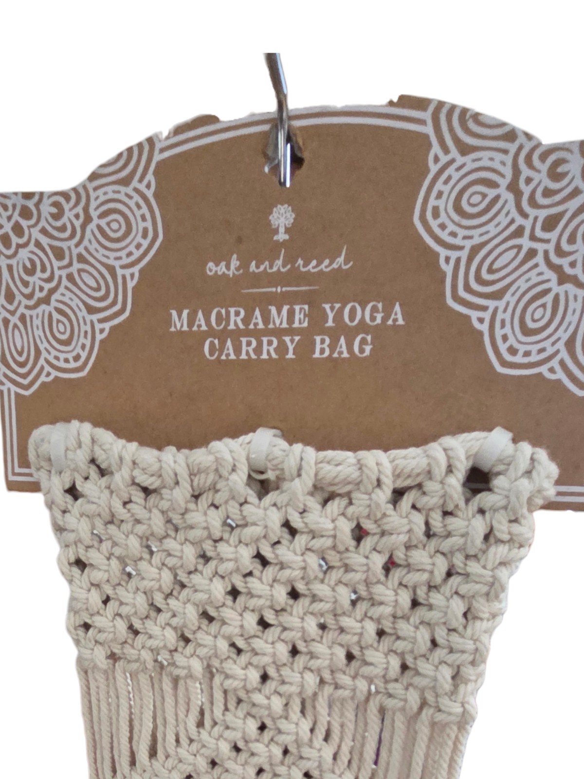 New Oak And Reed Beige Macrame Yoga Carry Bag Boho Free People 100% Cotton