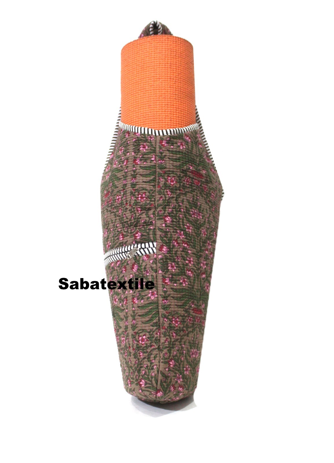 Indian Purple Floral Jhola Tote Bag, Quilted Yoga Mat Bag,Handblock Yoga Mat Bag