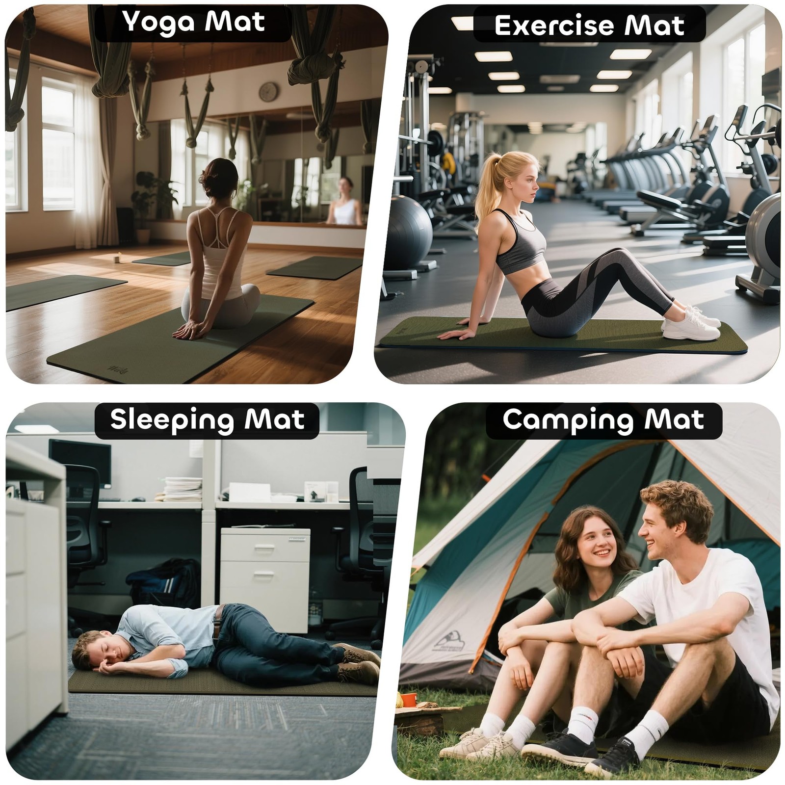 Non-slip TPE Yoga Mat for & Men,72&Prime;x24&Prime; Double-Sided Workout Mat for Home Gym…
