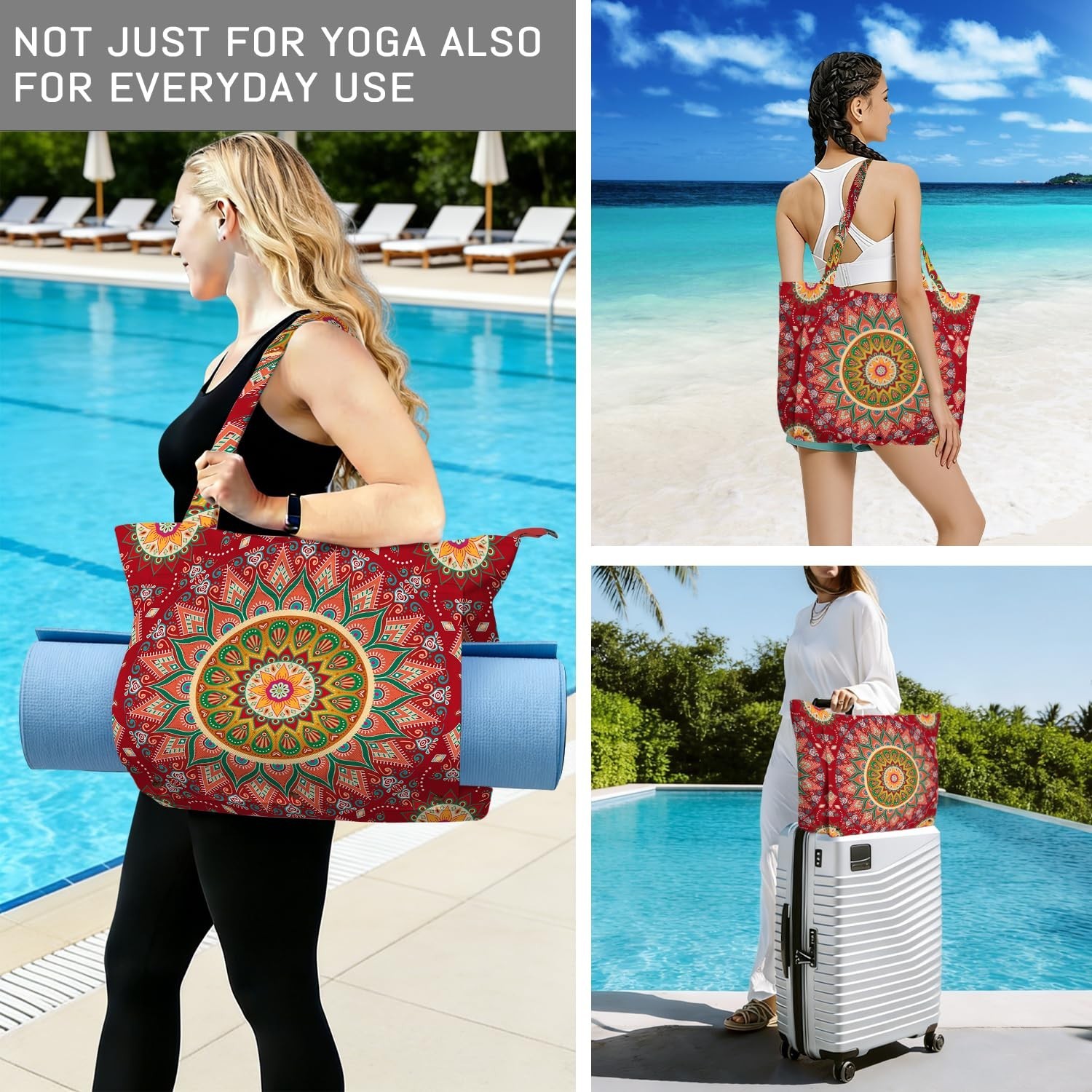 Mandala Yoga Mat Bag Large Yoga Bags and Carrier Fits All Your Stuff Yoga Tot…