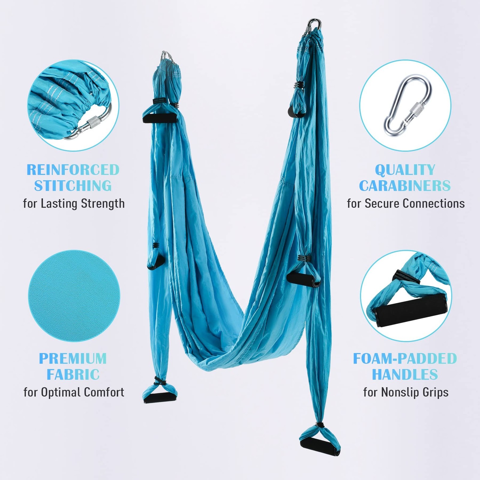 ZELUS Aerial Yoga Swing Sling Strong Yoga Hammock Kit Set Trapeze Inversion E…