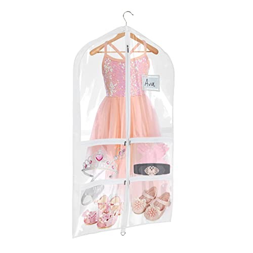 Clear PVC Dance Costume Bags Garment Bag 40 Inch for Dance 1 Pack Clear White