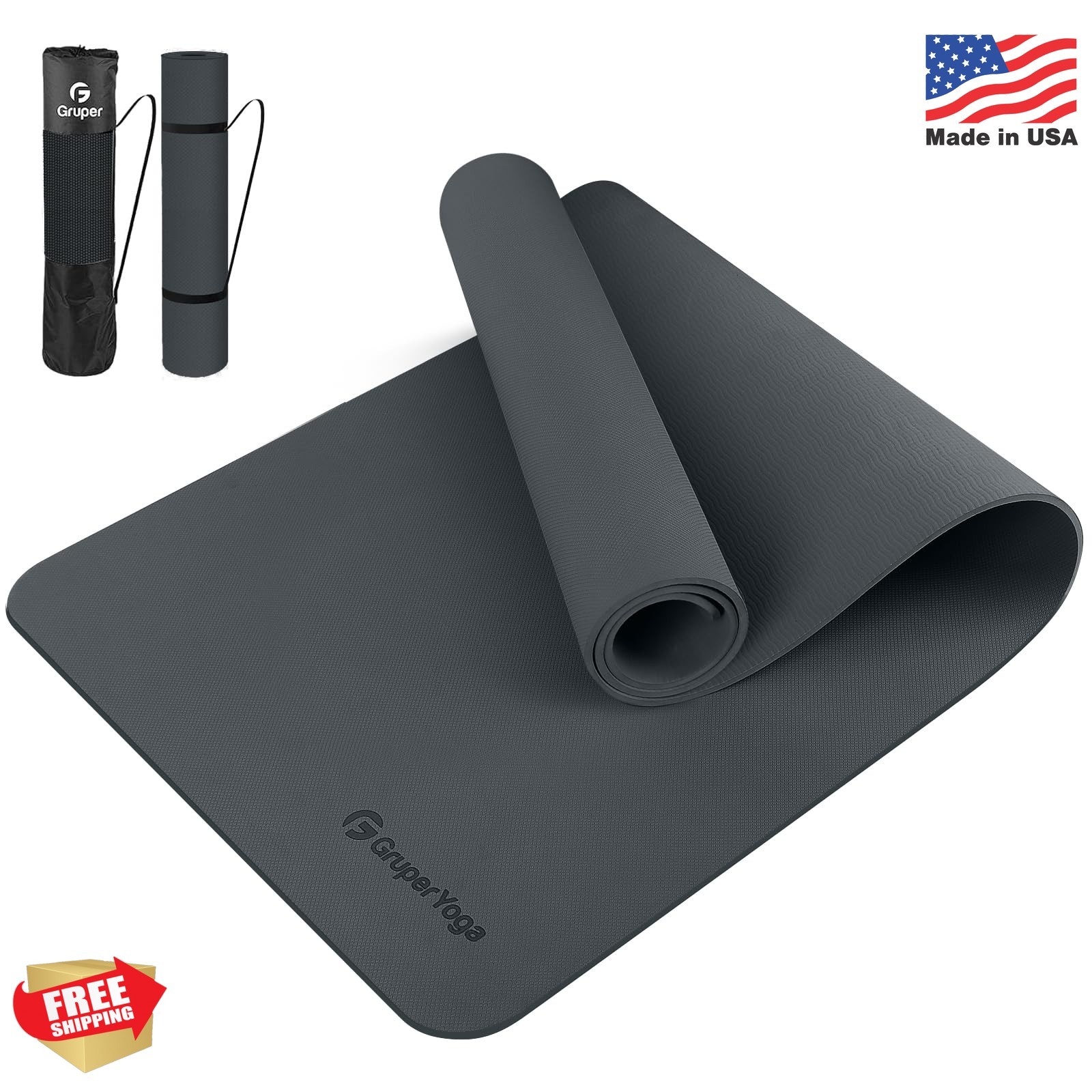 Gruper Yoga Mat Non Slip, 72&Prime;L x 24&Prime;W x 0.24&Prime;/0.32&Prime;TH, Anti-Tear Exercise Mat wi