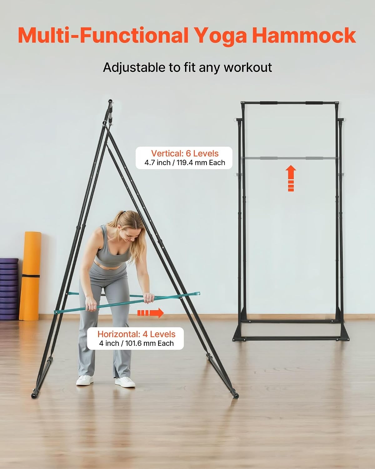 Yoga Stand Frame, 9.6 ft Aerial Silk Swing Stand, Max 551.2 lbs Load Capacity,