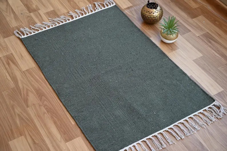 Small 2&rsquo;x3&prime; Cotton Bathroom Rug – Washable Farmhouse Entryway Kitchen Mat