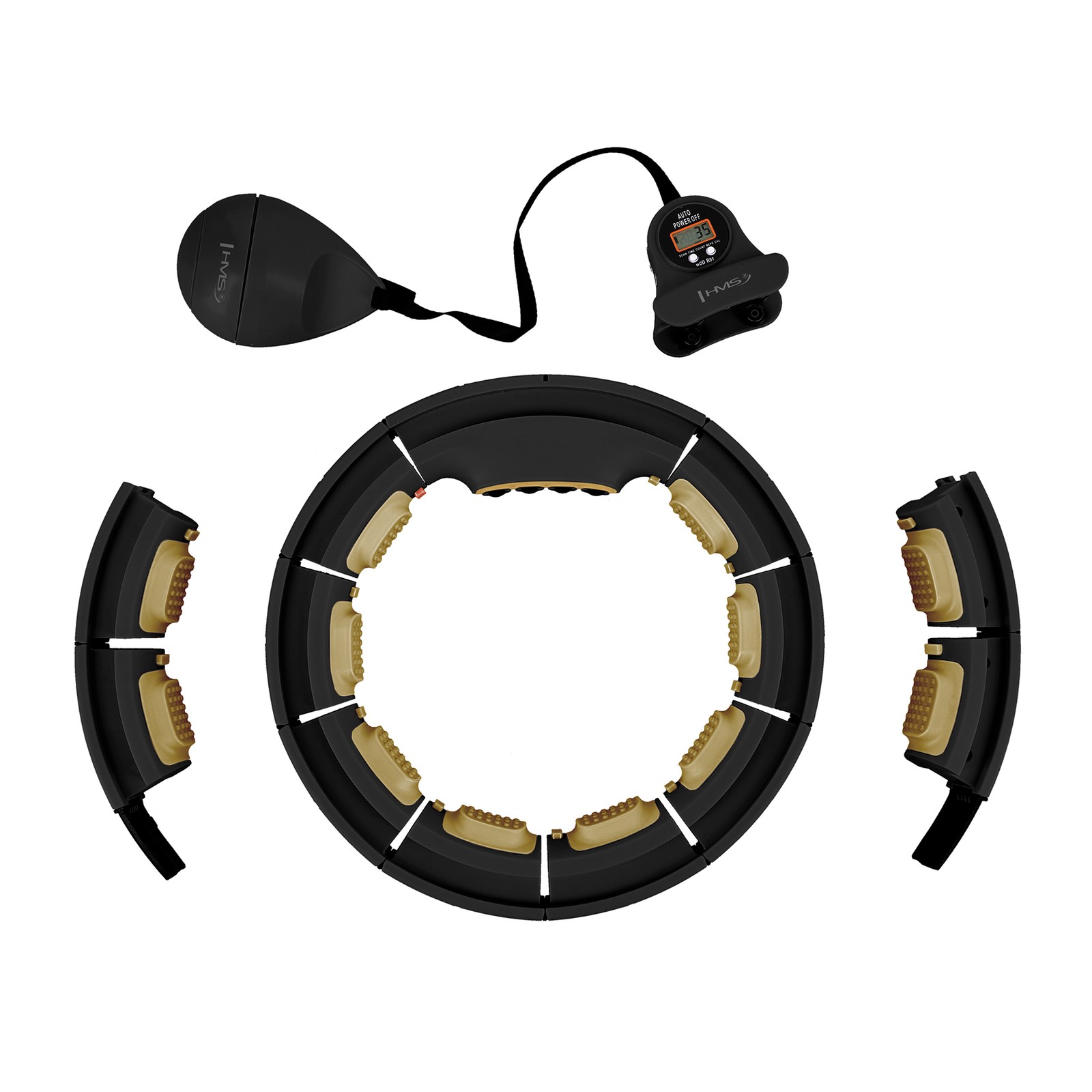 5908261681622 HHM13 NEW HULA HOP BLACK/GOLD Z MAGNESAMI I OBCIĄŻNIKIEM + LICZNIK