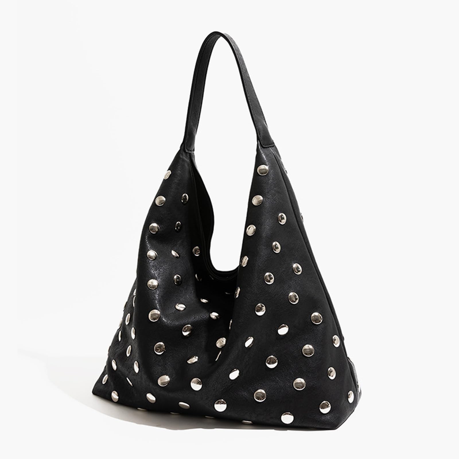 Studded Hobo Bags for Women Soft Vegan Leather Studded Slouchy Shoulder Handb…