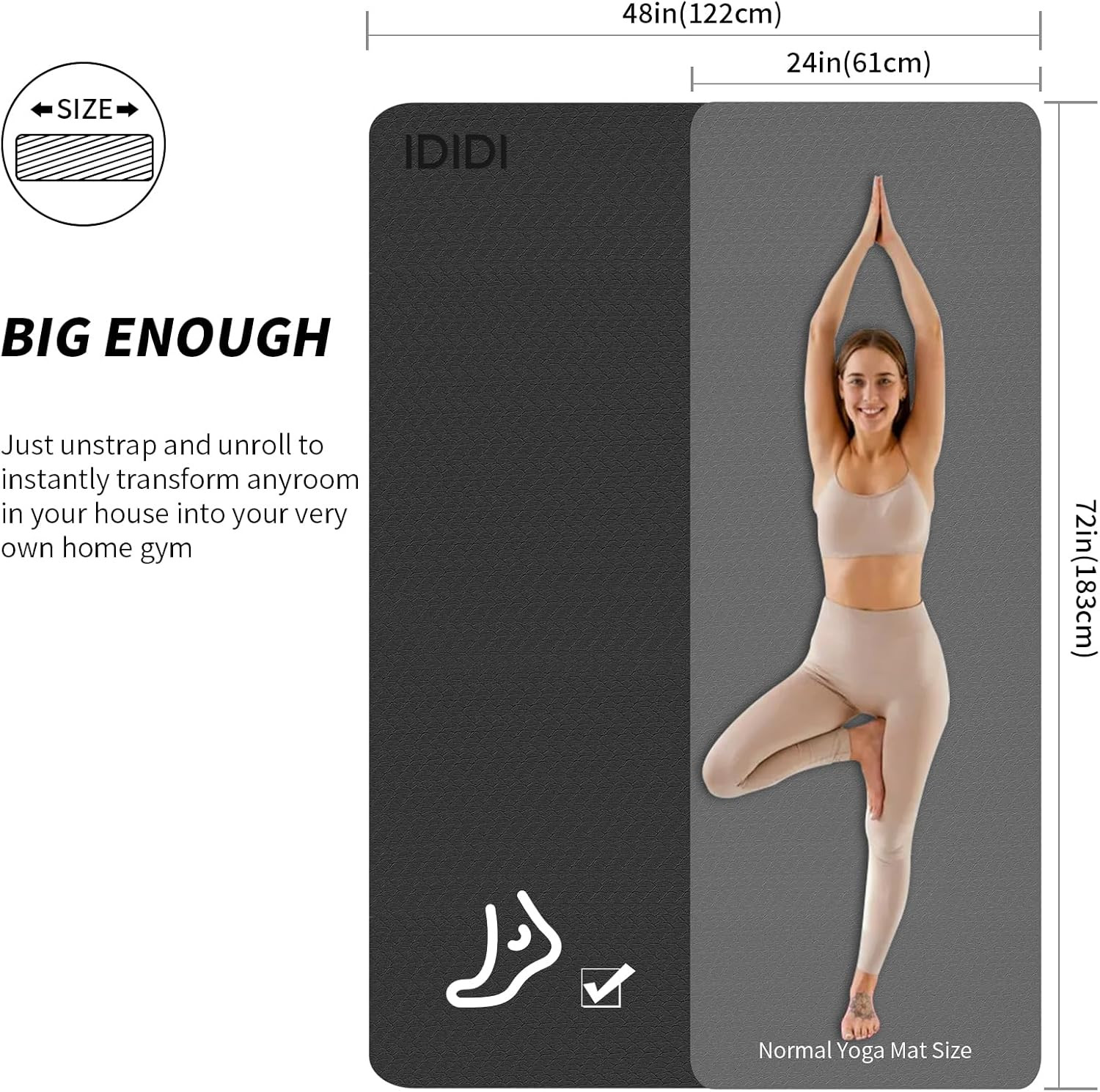 Large Yoga Mat (6&rsquo;X 4&prime;) – Extra Long and Wide Workout Mat for Men and Women,Non-