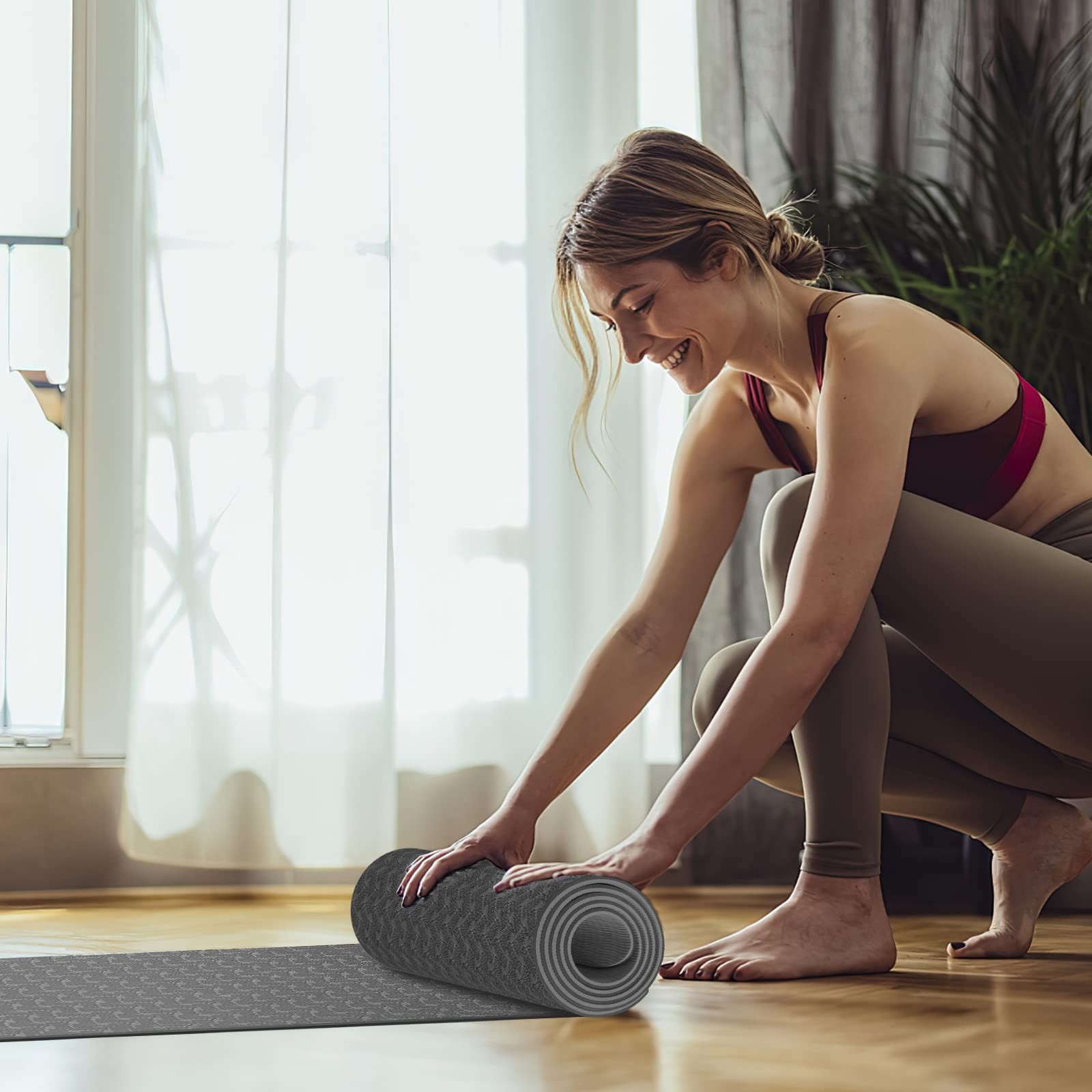 QMKGEC Yoga Mat 1/3&Prime; (8mm) Thick 72 inches x 24 x 0.33 inches, Grey