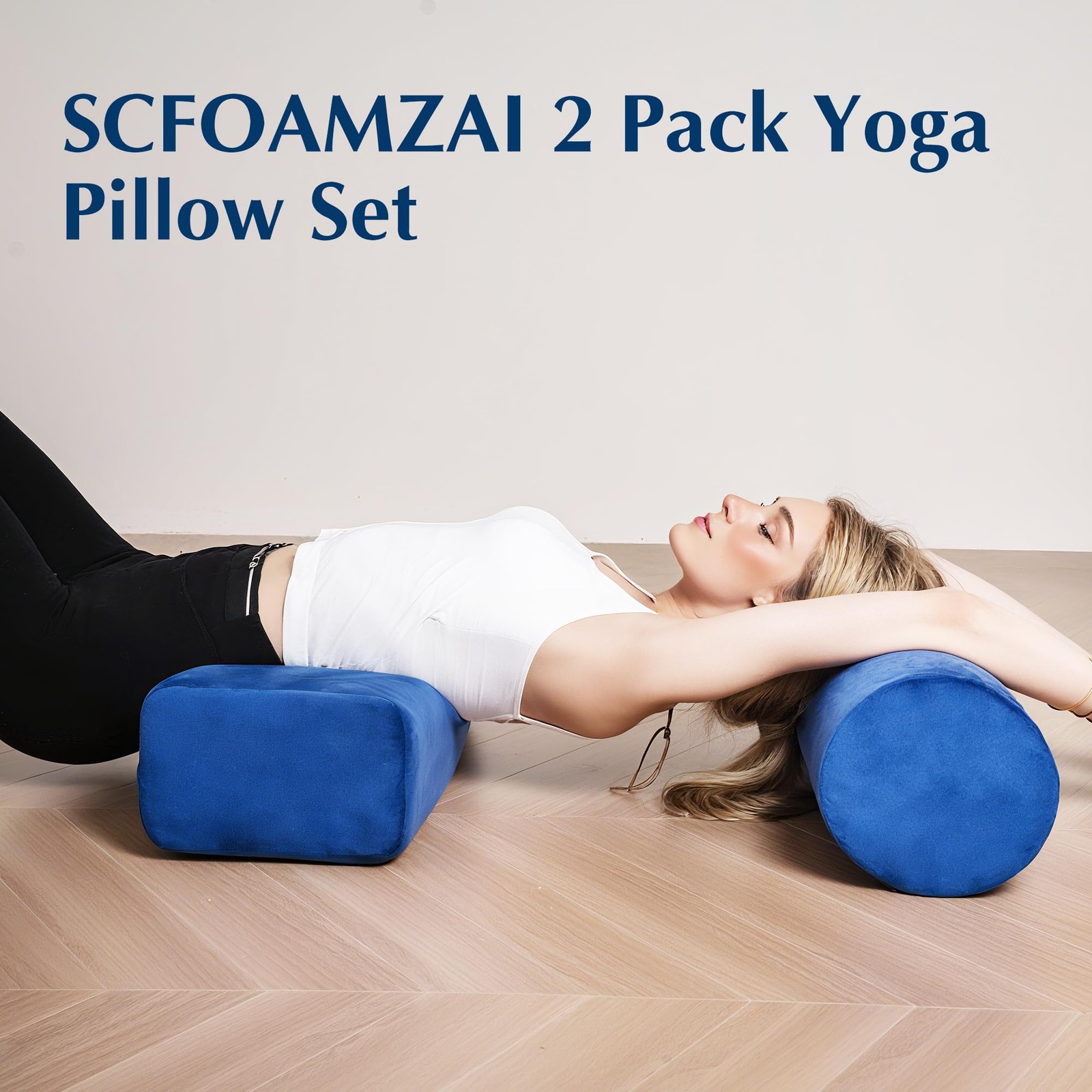 2-Pack Yoga Bolster Pillow Set: Rectangular & Cylinder Pillows for Meditation…