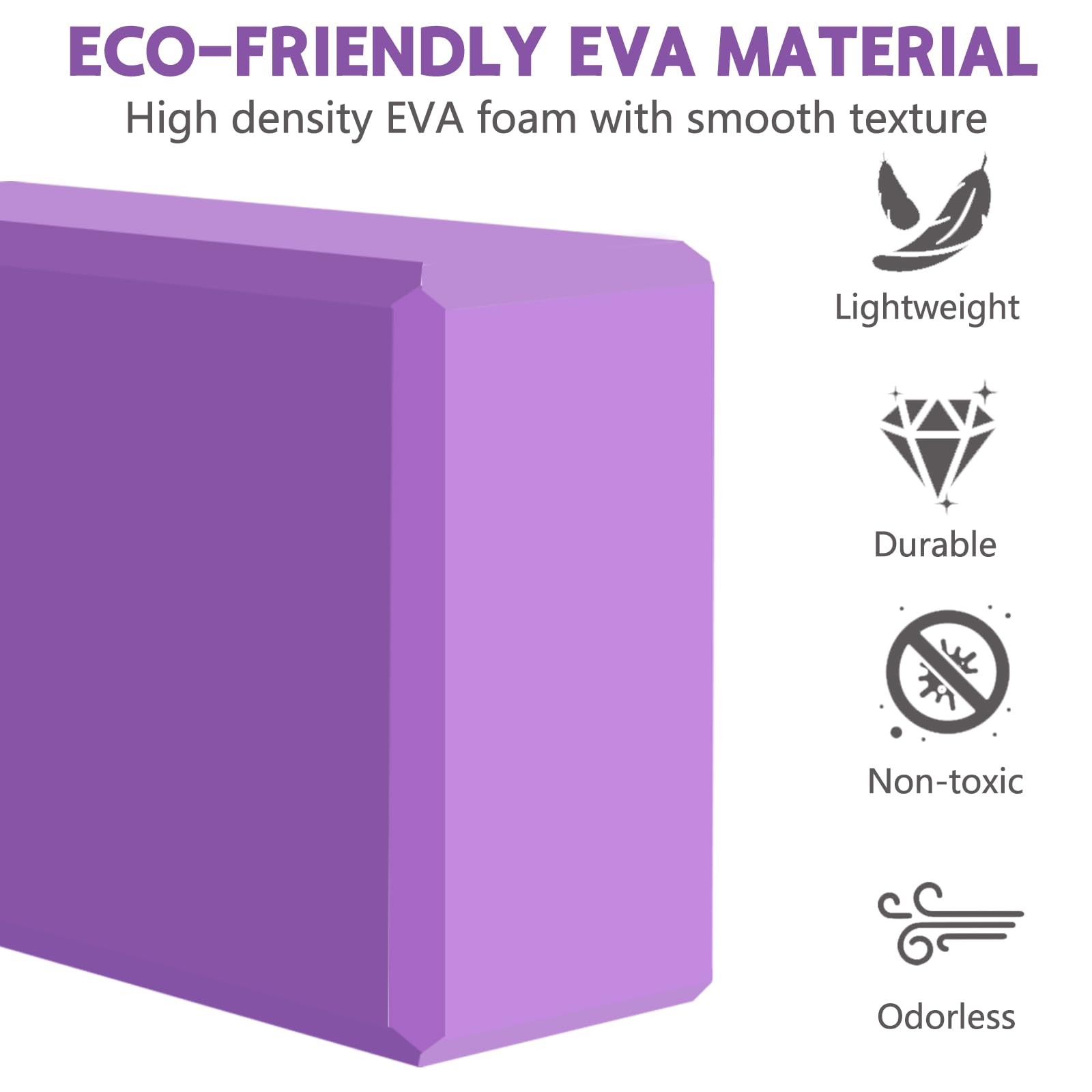 MBHKRRS 9&Prime;x6&Prime;x3&Prime; Yoga Blocks, Soft Non-Slip Surface 9&Prime;x6&Prime;x3&Prime;, Purple-1 Pack