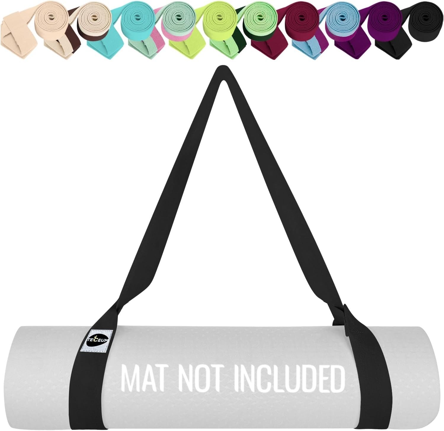 Adjustable 64” Yoga Mat Carrier Sling – Eco-Friendly Cotton Blend in Black