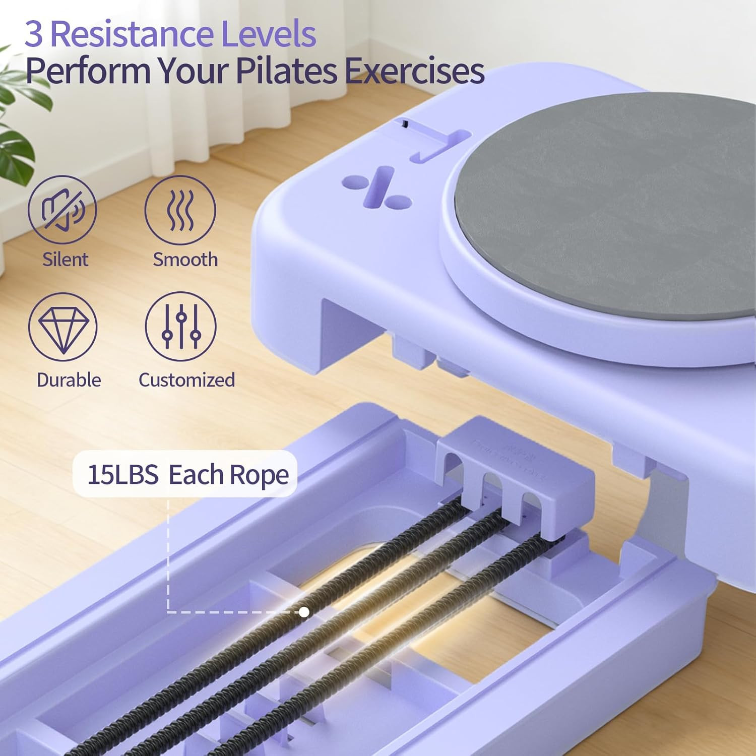 Pilates Reformer Board with 3 Adjustable Resistance, 60 » Foldable & Portable Pi