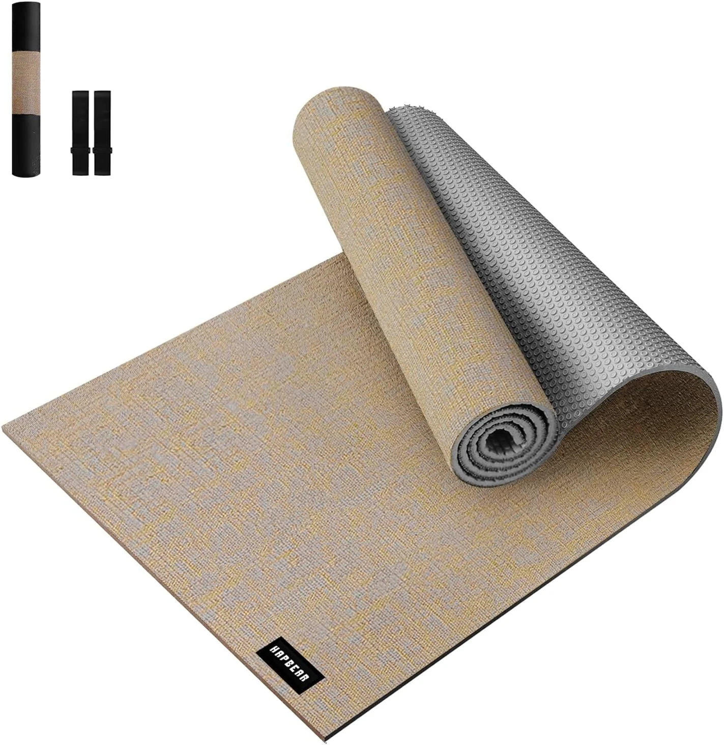 HAPBEAR Extra Large Yoga Mat (84 »x30 ») – 1/4 » Thick Durable Natural Linen, No