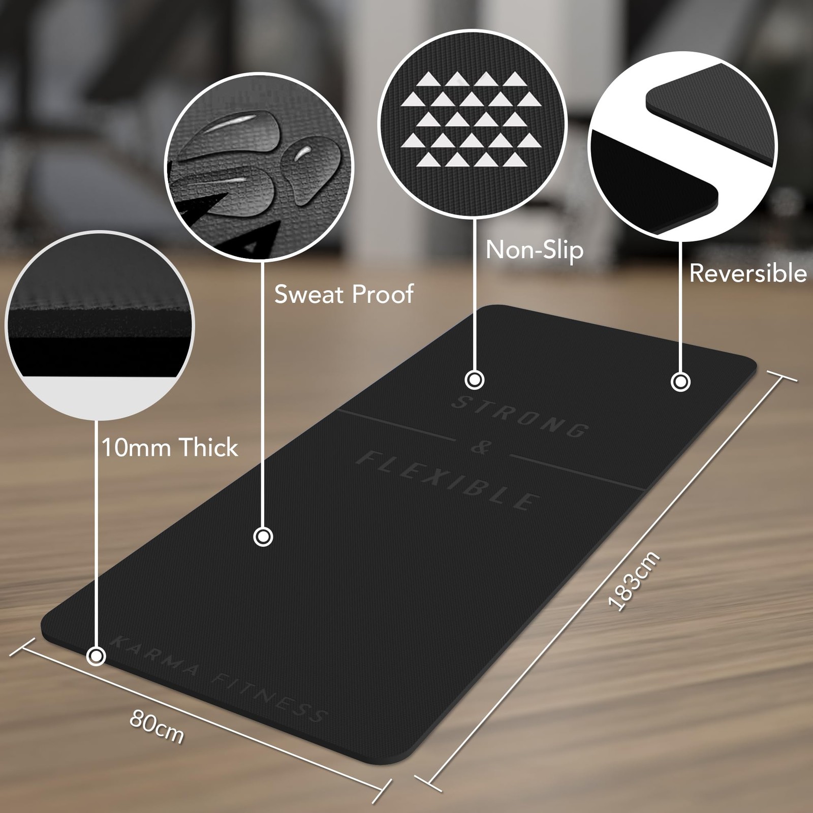 Large Exercise Mat, Extra Wide and Extra Thick Yoga Mat 183cmx80cmx10mm,…