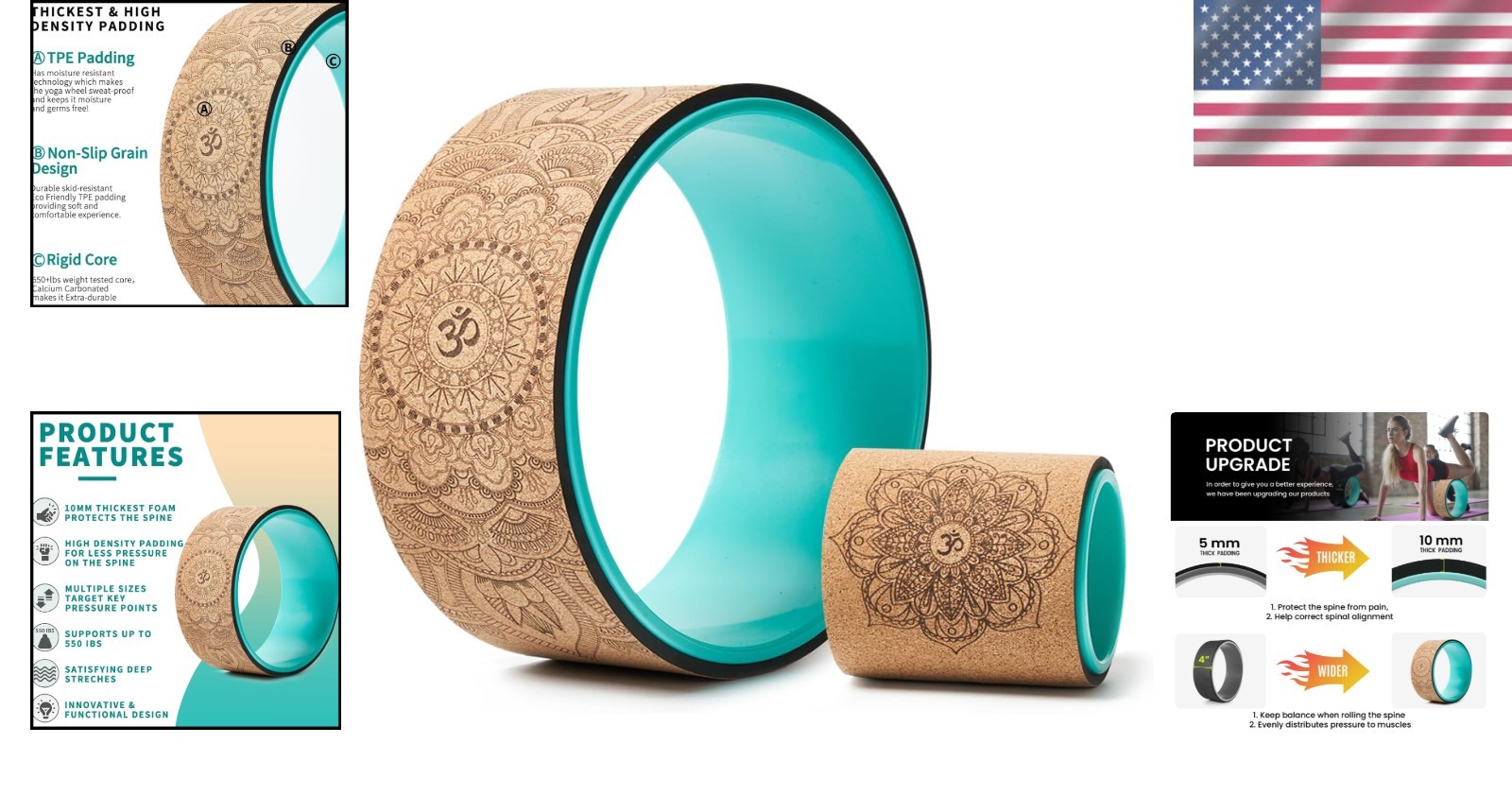 Upgraded Yoga Wheel Set with Extra Cushioning for Stretching and Flexibility