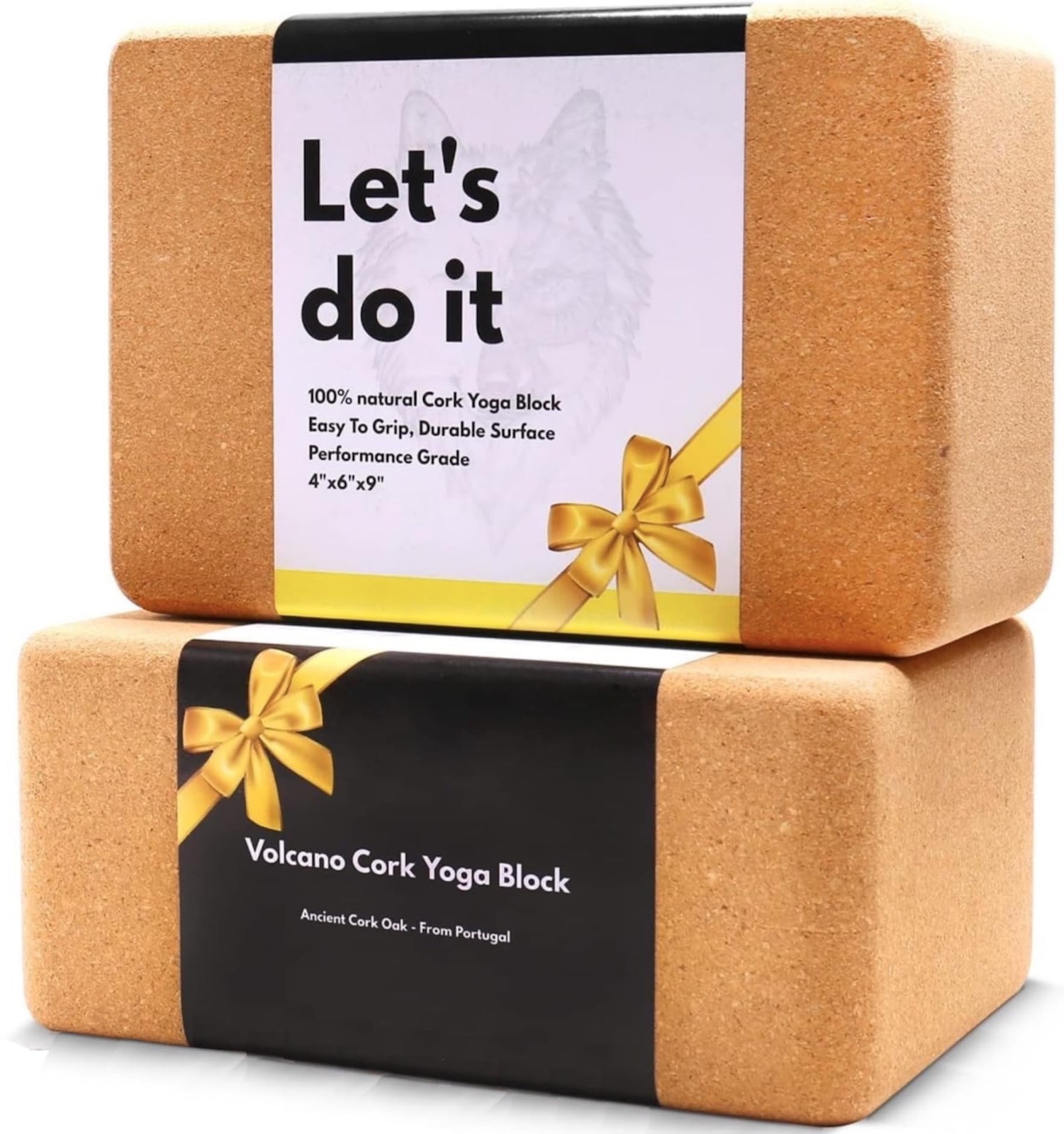 Volcano Cork Yoga Blocks 2 Pack Set -Natural Cork from Portugal, 9&Prime;x6&Prime;x4&Prime; Yog…