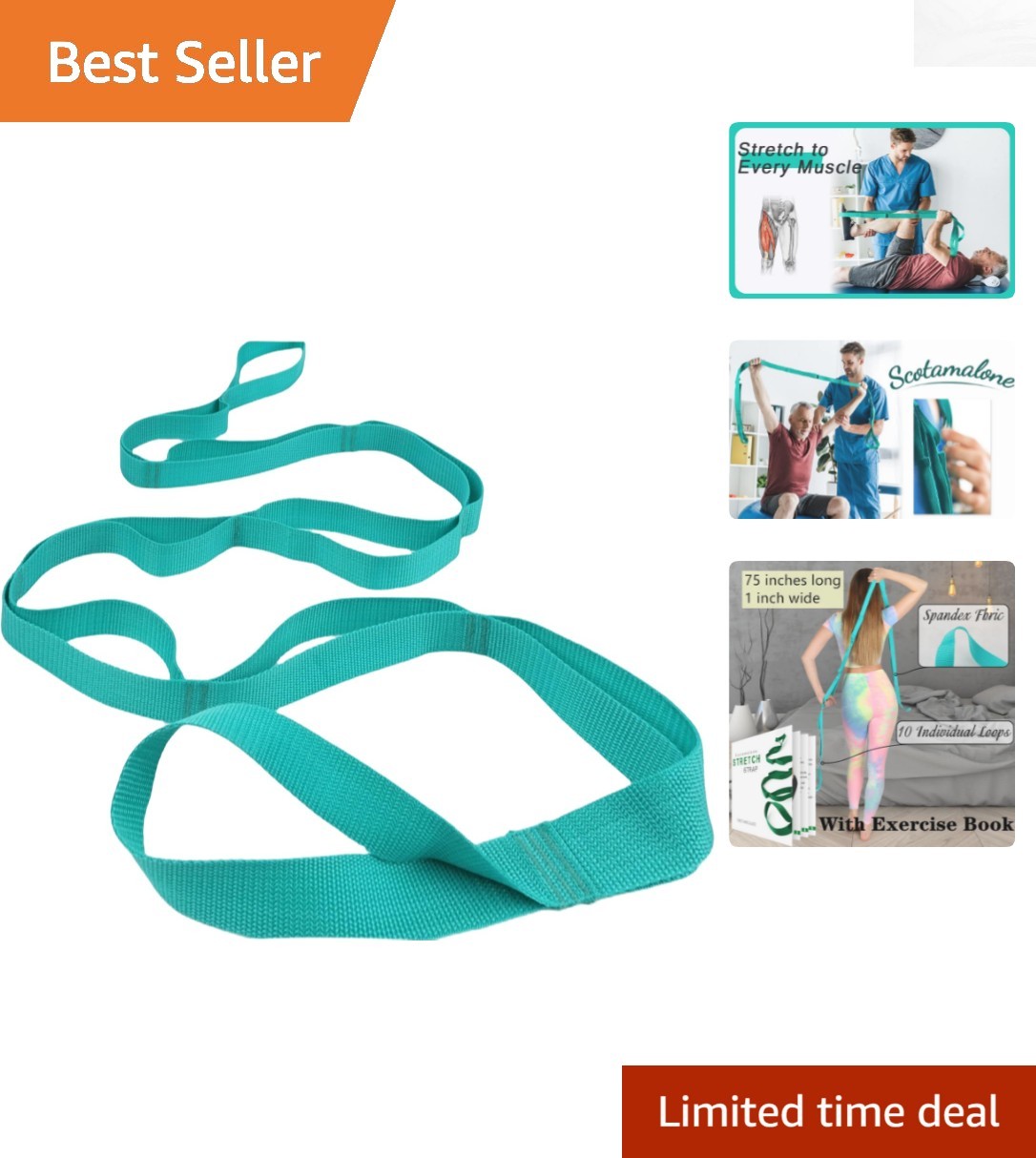 Light Green Yoga Strap – 10 Loops for Flexibility & Recovery | Durable Design