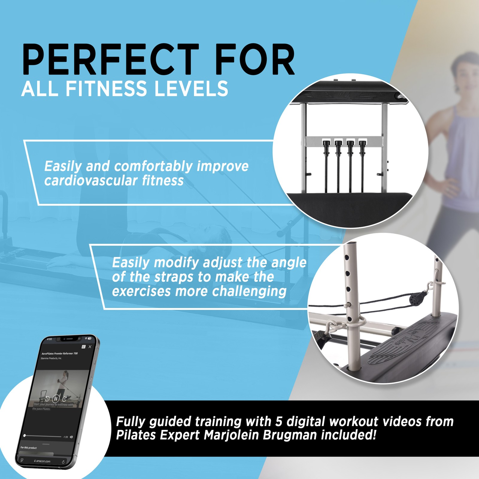 Aero Pilates 700 Reformer Fitness Machine with Cardio Rebounder (For Parts)