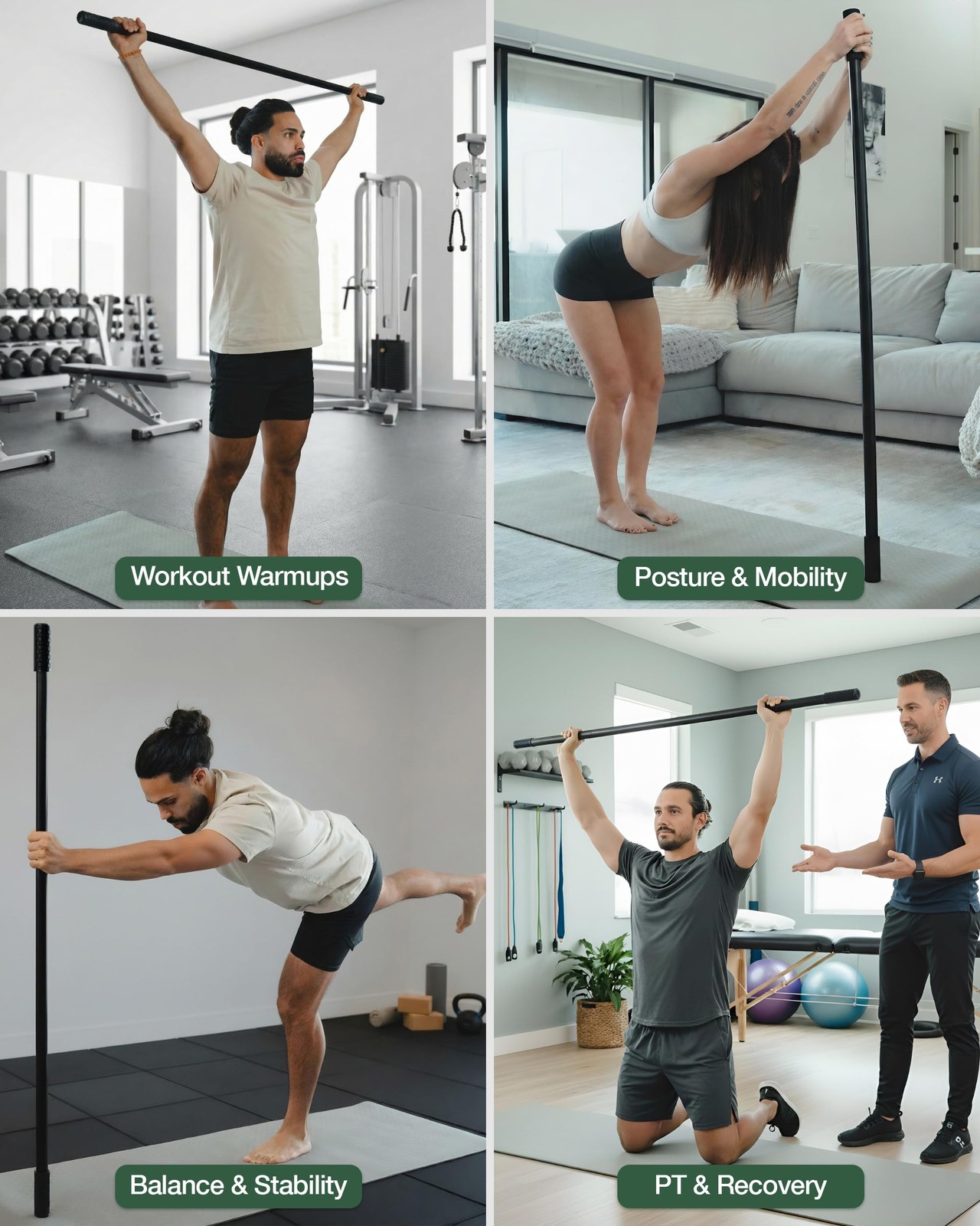 Yoga Stick Mobility Stick Large Bamboo Exercise Stick for Stretching Worko…