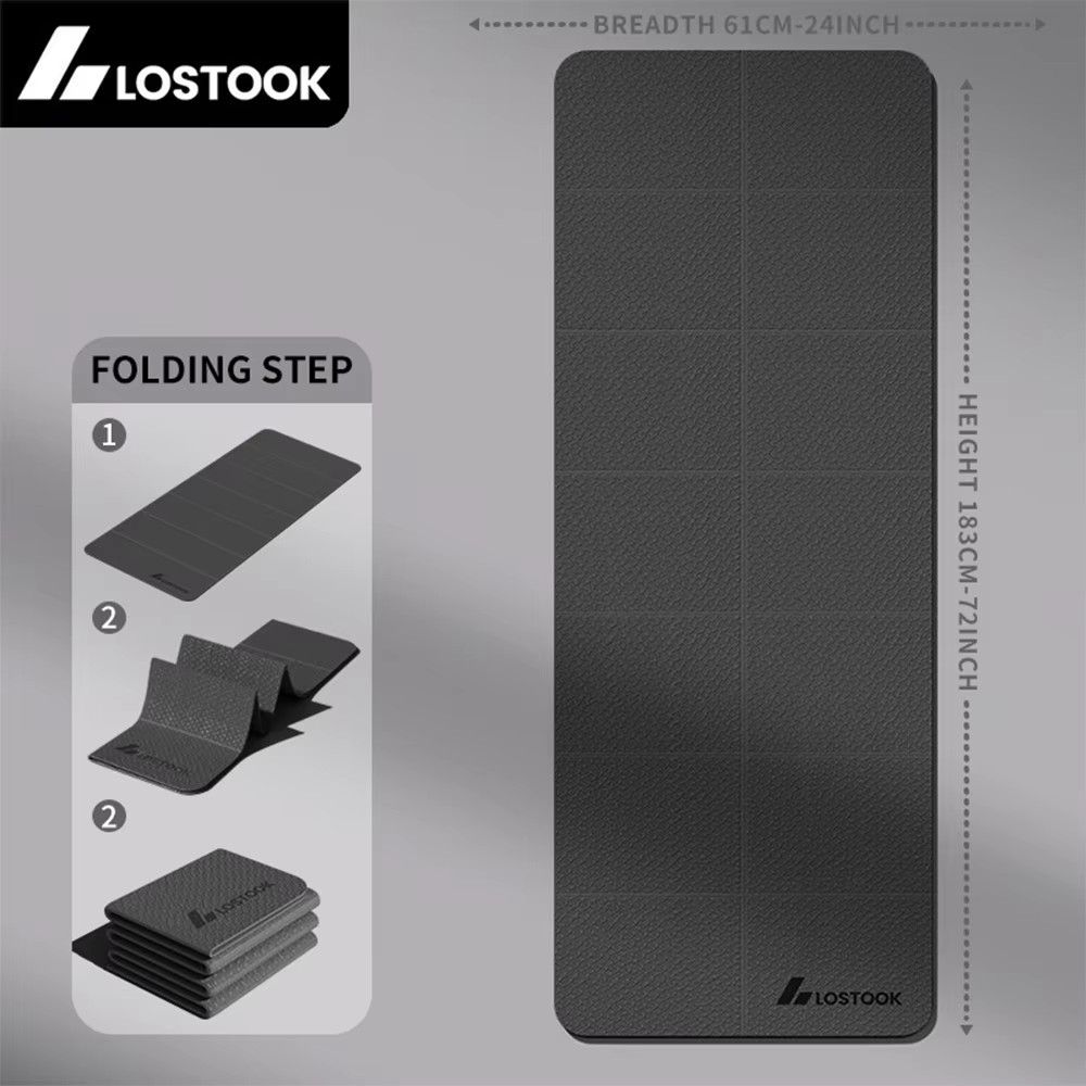 4Mm Thick TPE Foldable Yoga Mat 183*61Cm Easy Storage for Travel Yoga Pilates Ho