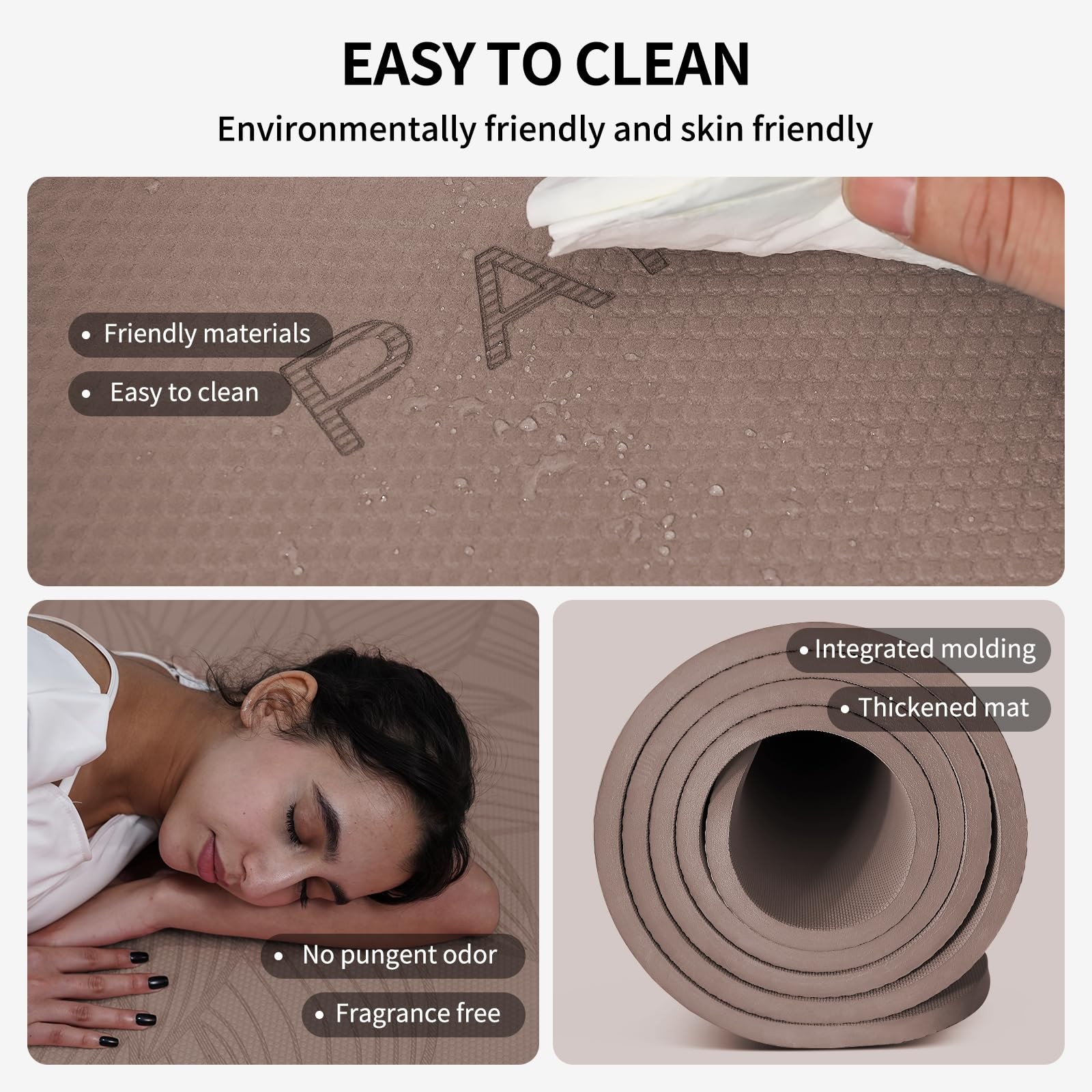 PAIDU Large Yoga Mat-72’x36’x0.4’ Extra Width ＆ Brown