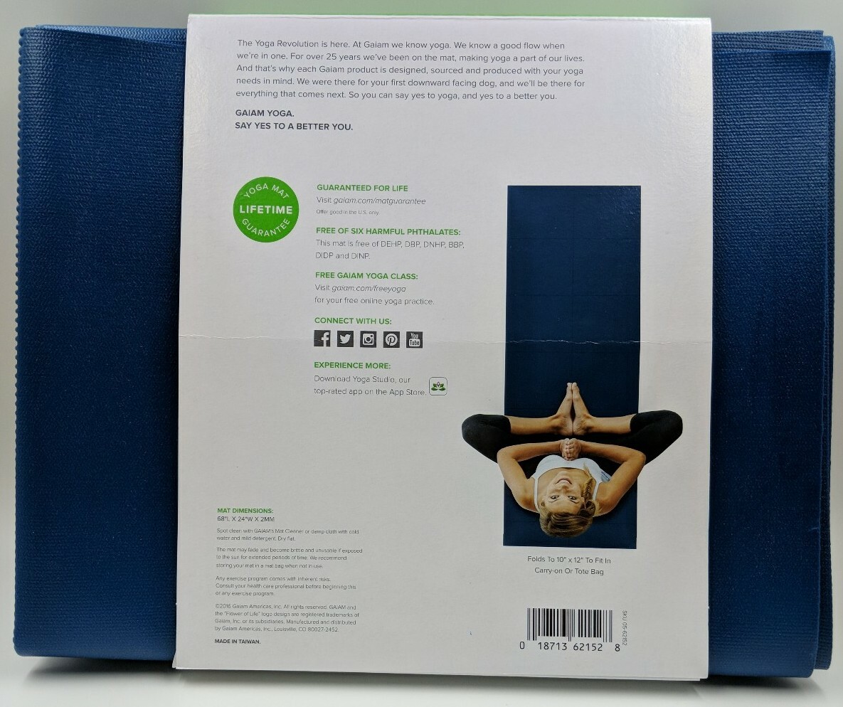 Gaiam Foldable Yoga Mat Non-slip Compact Ultra-Lightweight 2mm NEW
