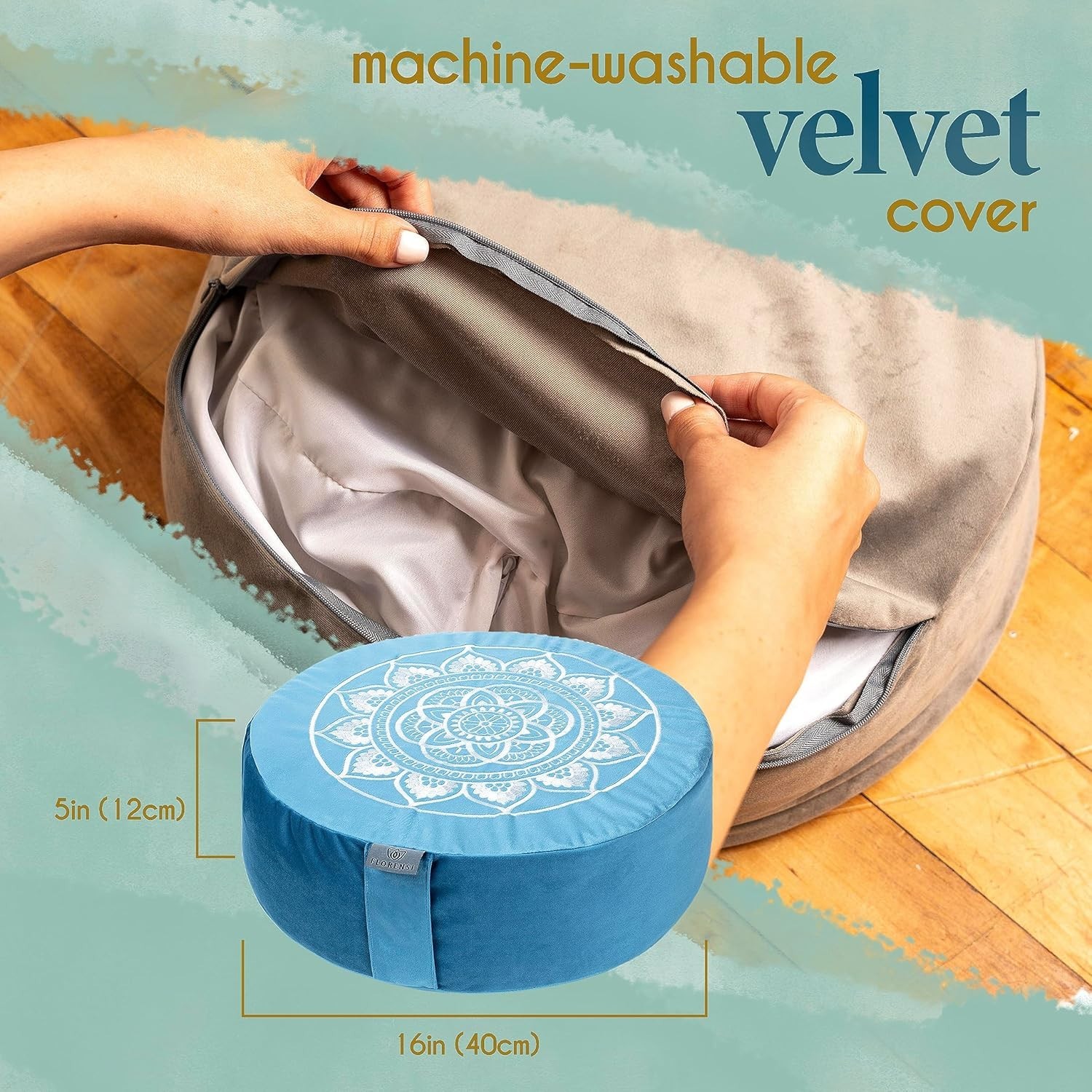 Luxury Velvet Meditation Cushion – Large Buckwheat Floor Pillow – Plush Grey …