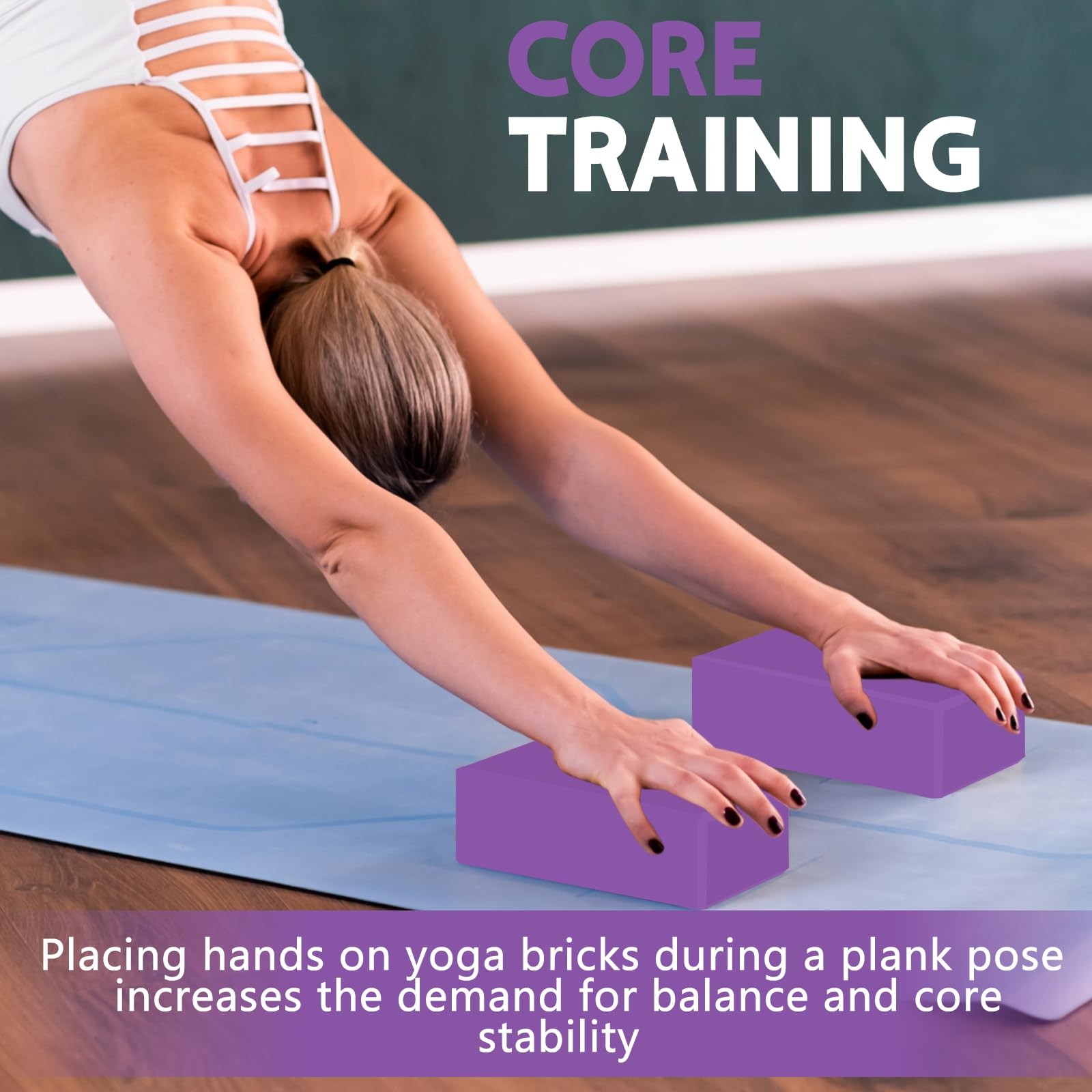 MBHKRRS 9&Prime;x6&Prime;x3&Prime; Yoga Blocks, Soft Non-Slip Surface 9&Prime;x6&Prime;x3&Prime;, Purple-1 Pack