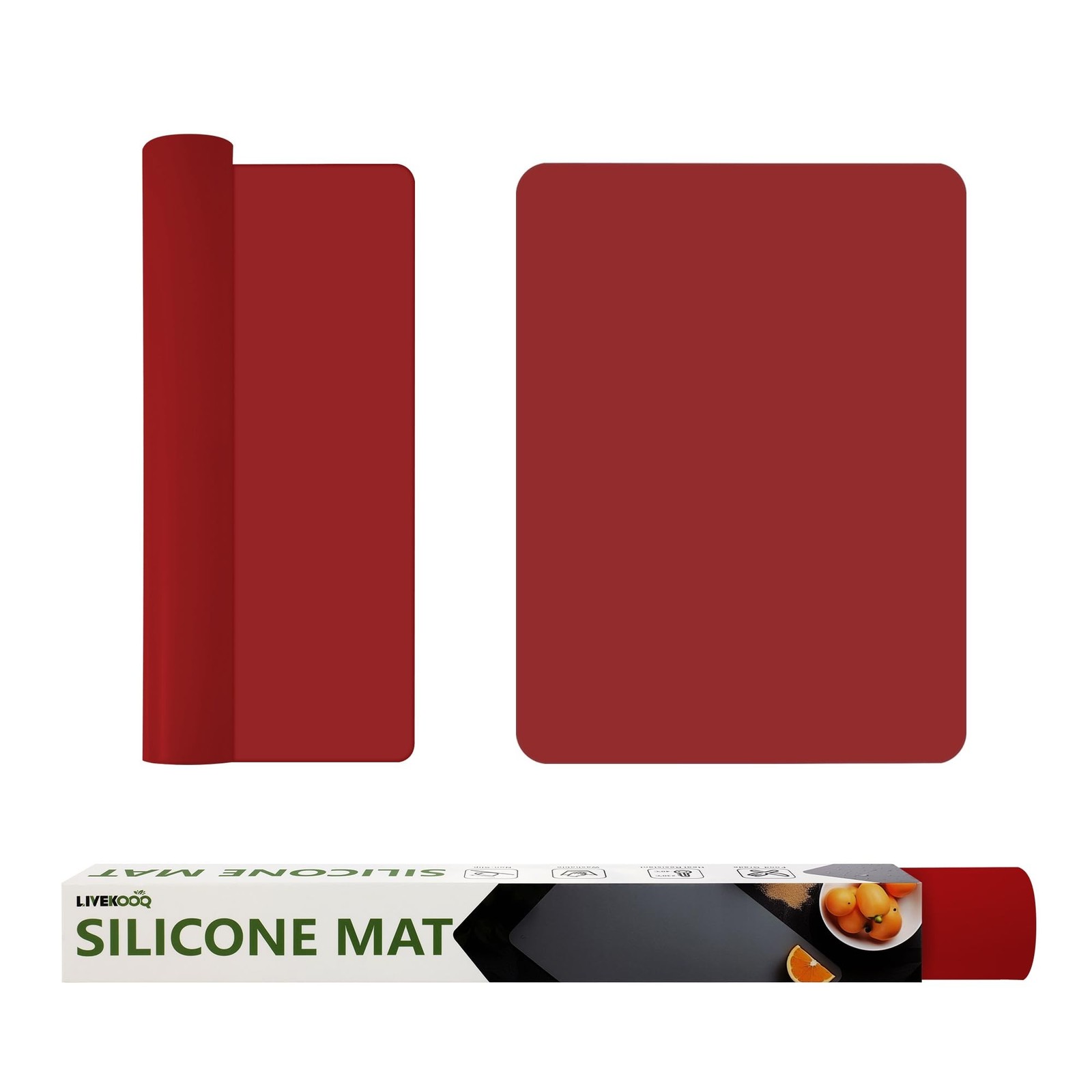Silicone Mat for Kitchen Counter, Silicone Mat Trimable to Size (Red, 15.7×