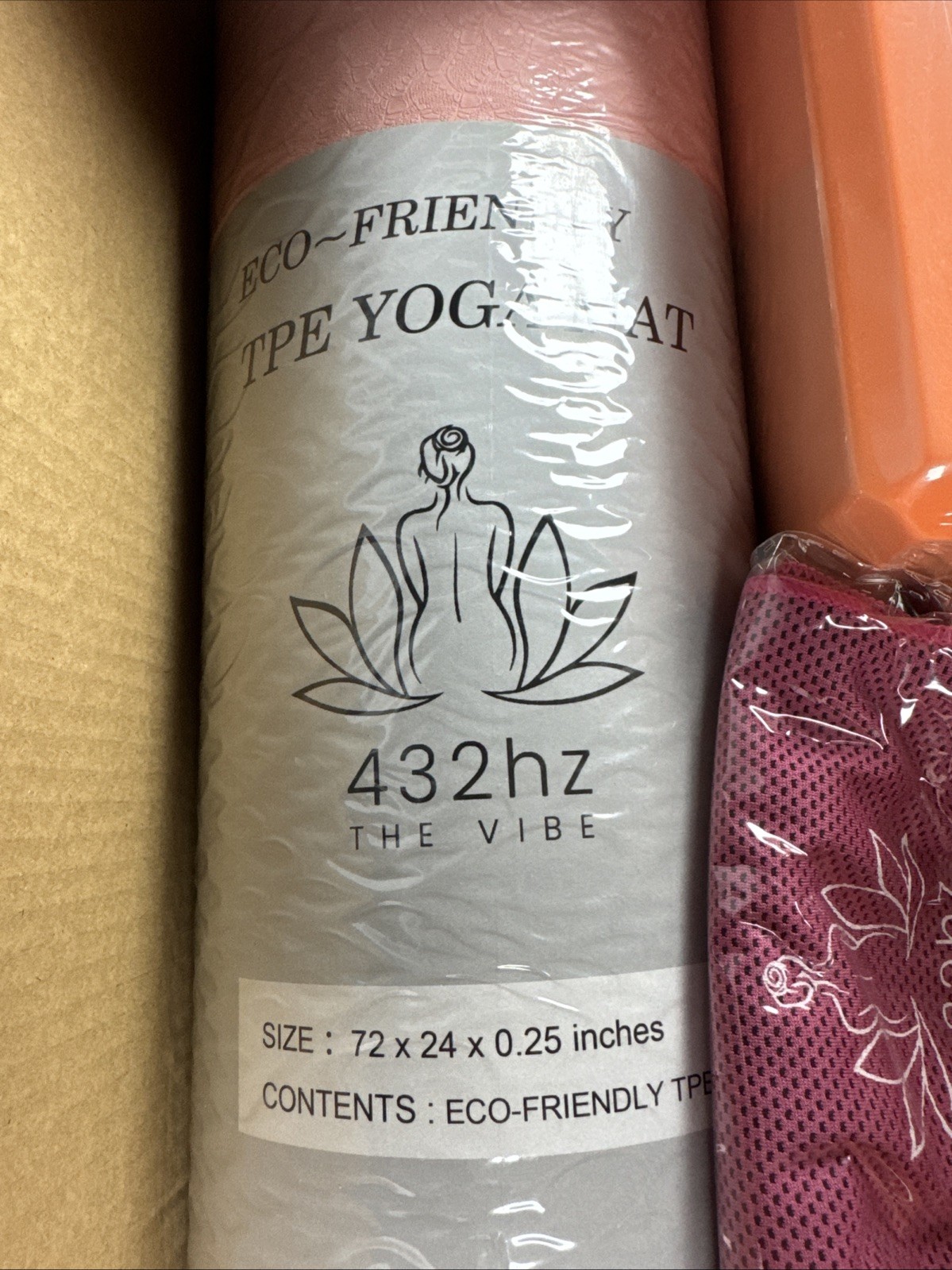 432hz The Vibe Yoga Set Includes Mat 1/4&Prime; Thick Foam Blocks Water Bottle Bag NEW