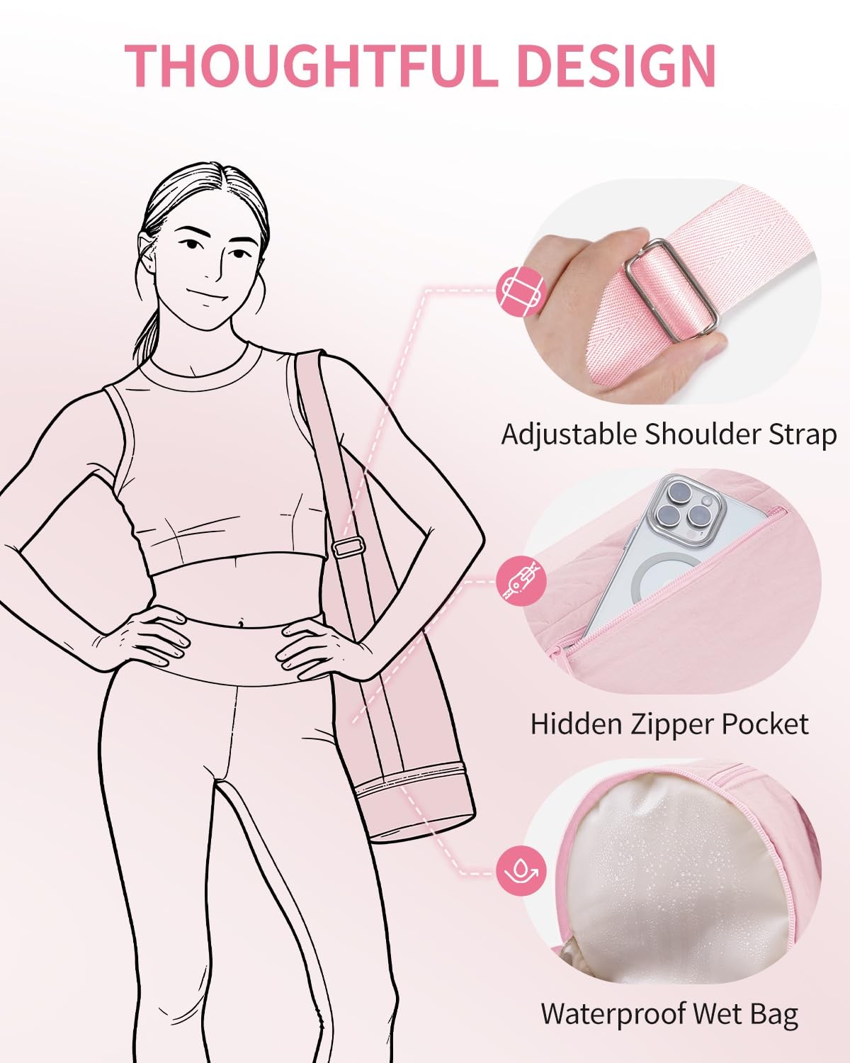 Puffy Yoga Mat Bag Yoga Gym Bags for Women Men, Full-Zip Pilates Bag with Wet…